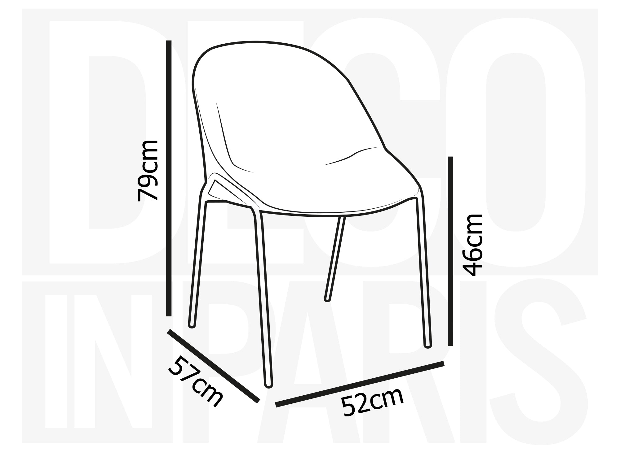 Juego de 2 sillas de diseño ZAYA en tela de lino gris