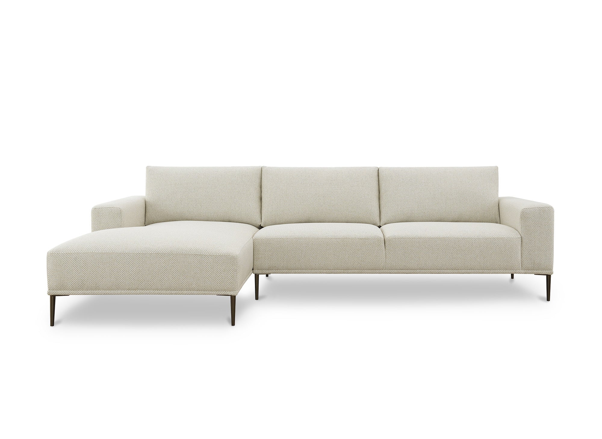 Sofá esquinero ARNOLD con chaise longue en tela beige - Esquina izquierda