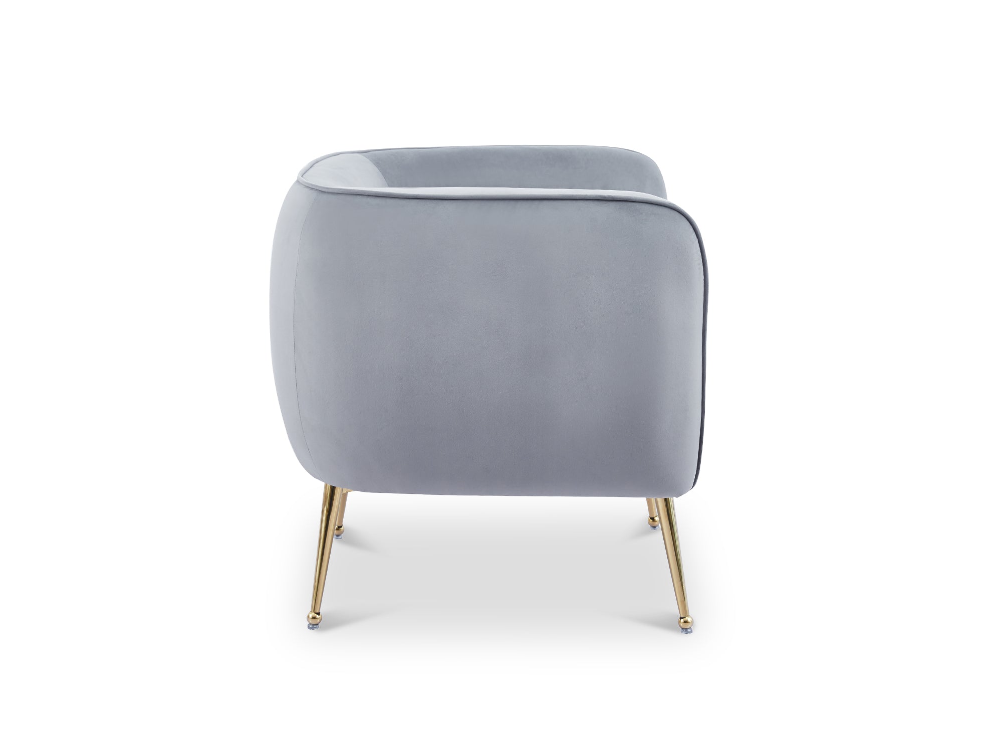 Sillón cabriolé PERRY en terciopelo gris con patas doradas