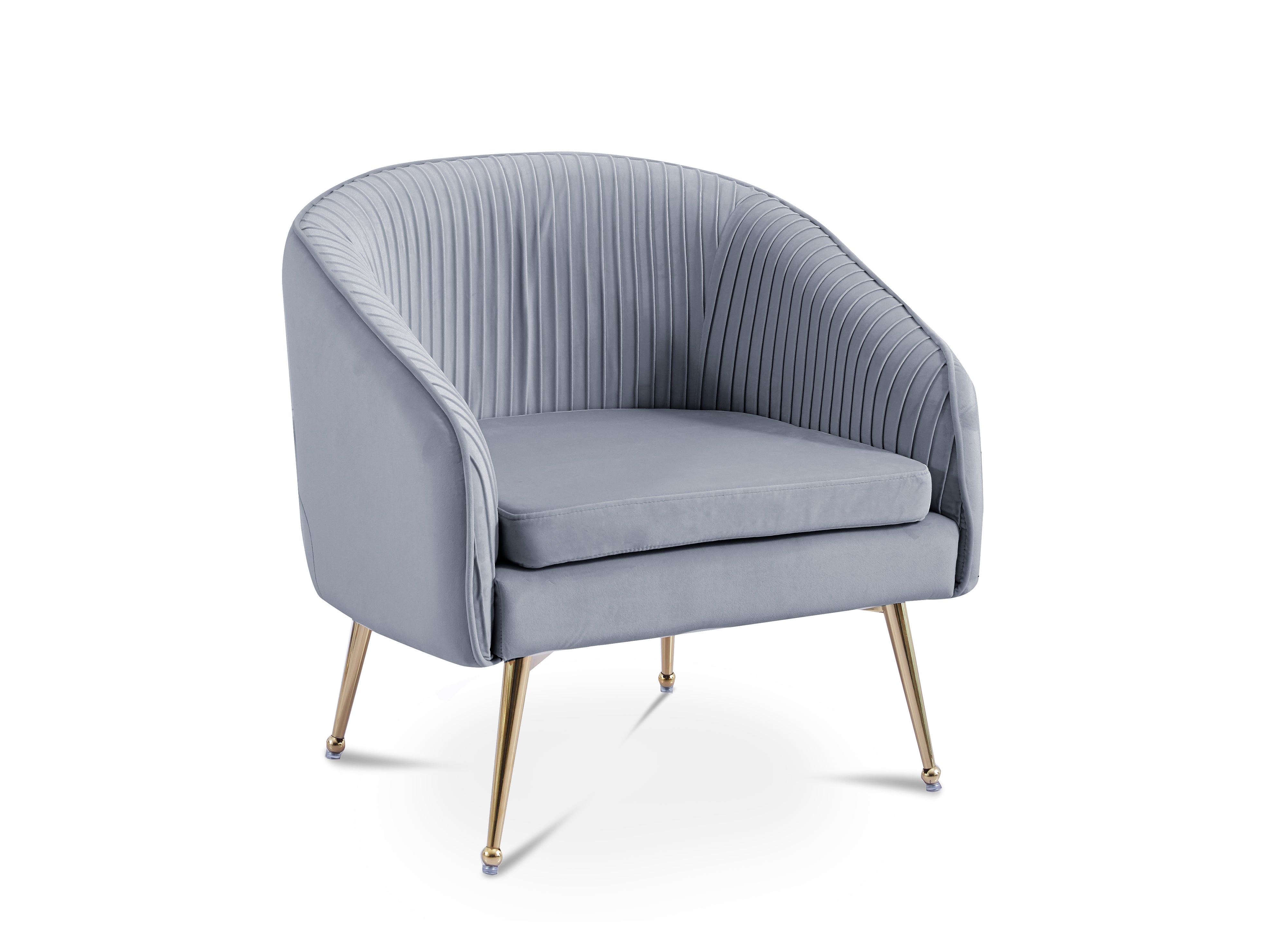 Sillón cabriolé Trecy en terciopelo gris con patas doradas