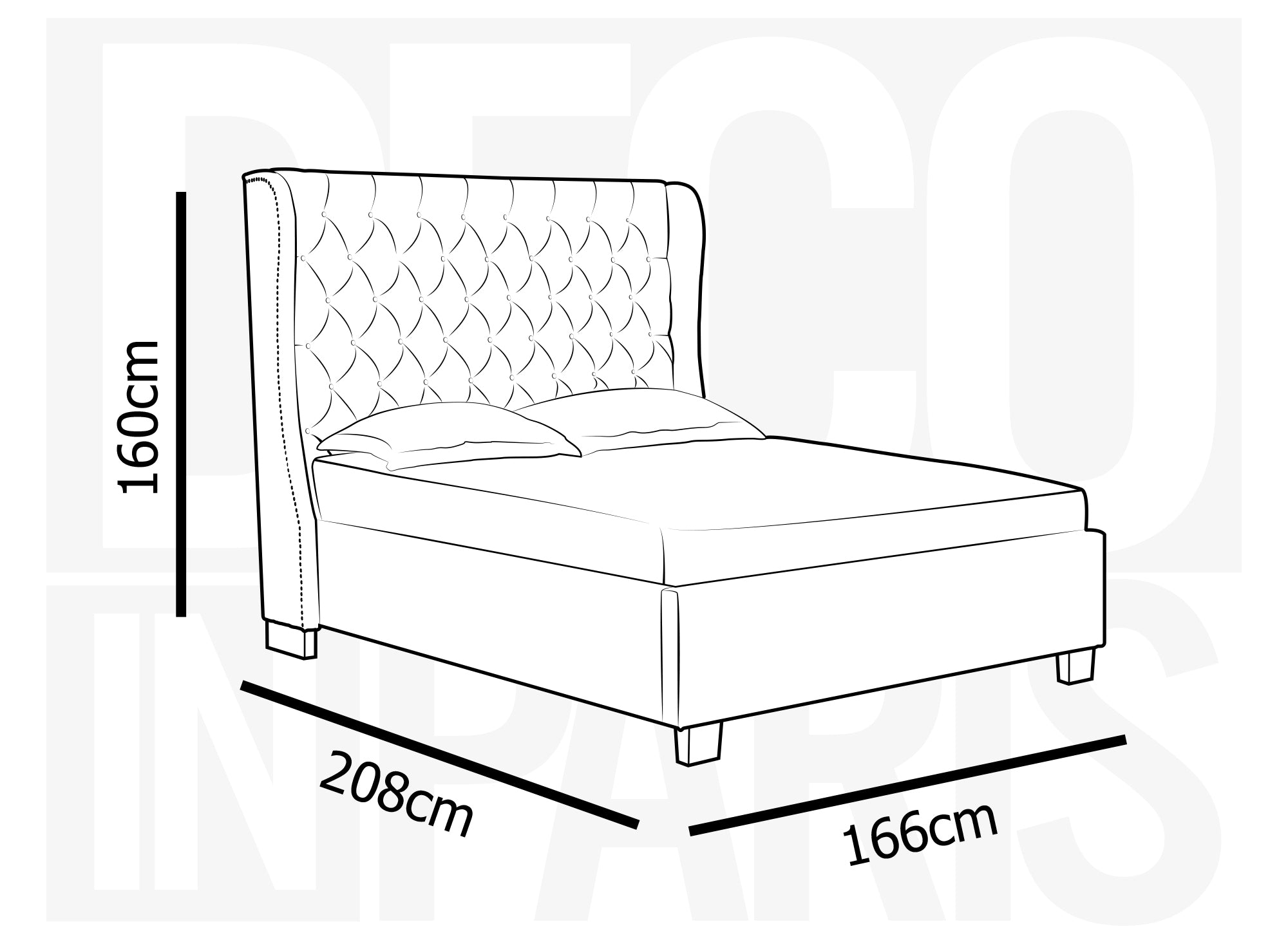 Cama tapizada con almacenaje FLORINE de 140 x 190 cm en tela de lino gris