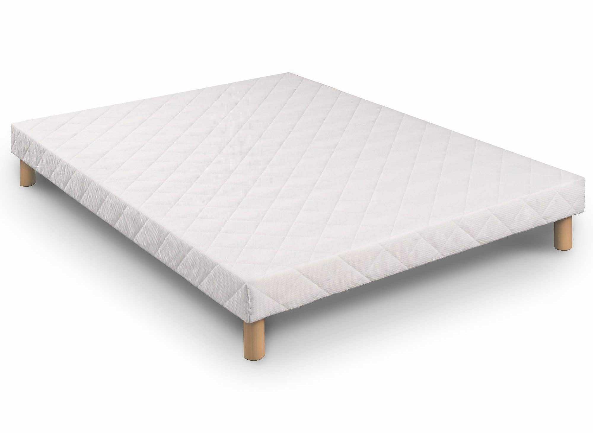 Base de cama tapizada de 140x190 cm + colchón de espuma de 20 cm - AWAN