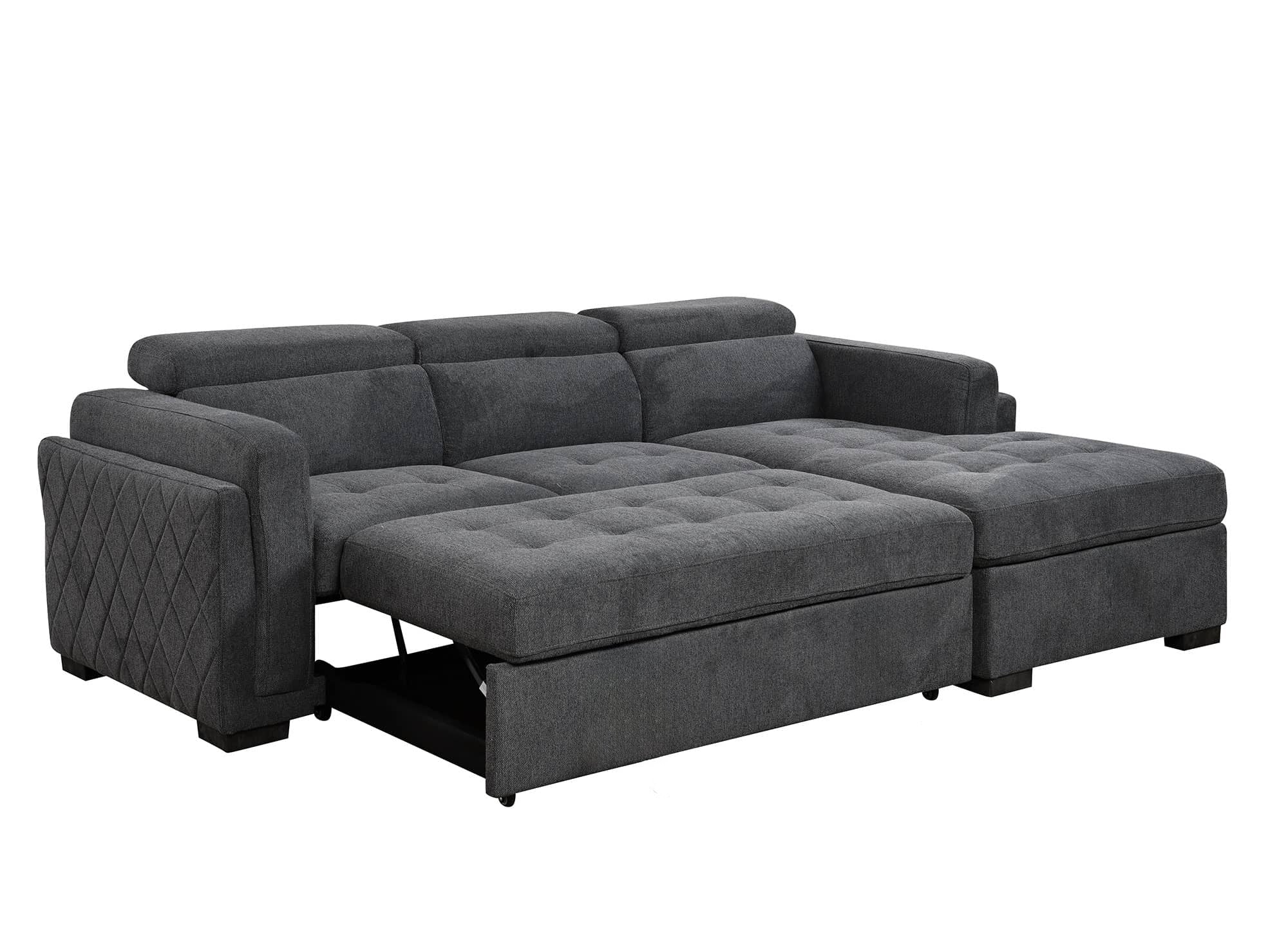 Sofá esquinero convertible CHANDLER en tela gris oscuro - Esquinero derecho