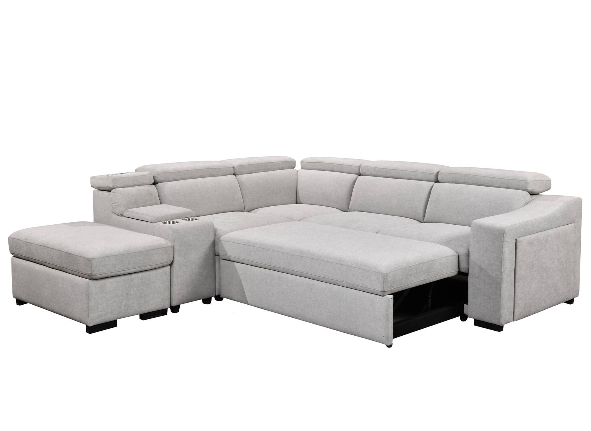 Sofá cama esquinero DEREK XL de tela beige - Esquina izquierda