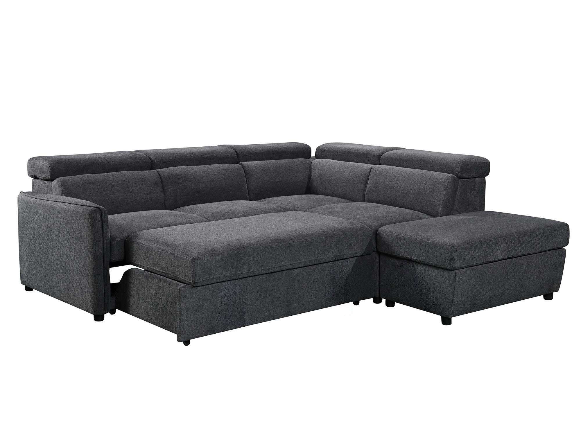 Sofá cama esquinero NAIROBI de tela gris - Esquina derecha