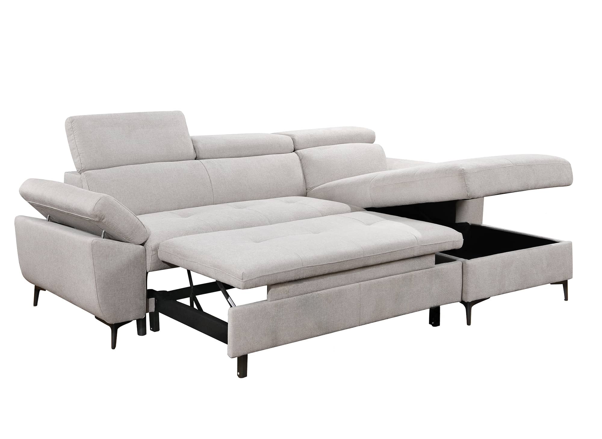 Sofá cama esquinero MONICA de tela beige - Esquina derecha