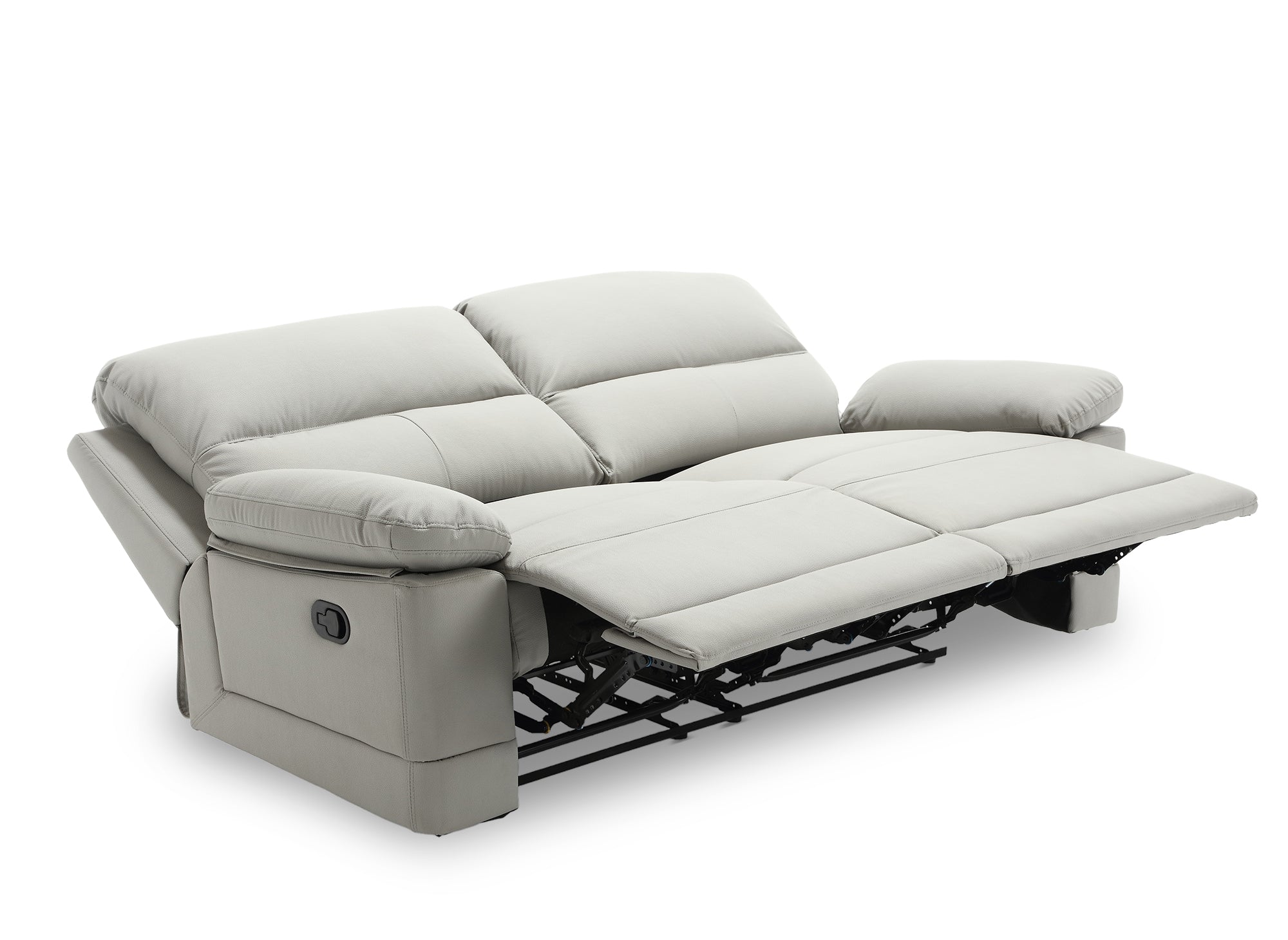 Sofá cama manual de 3 plazas DANY en piel sintética gris claro