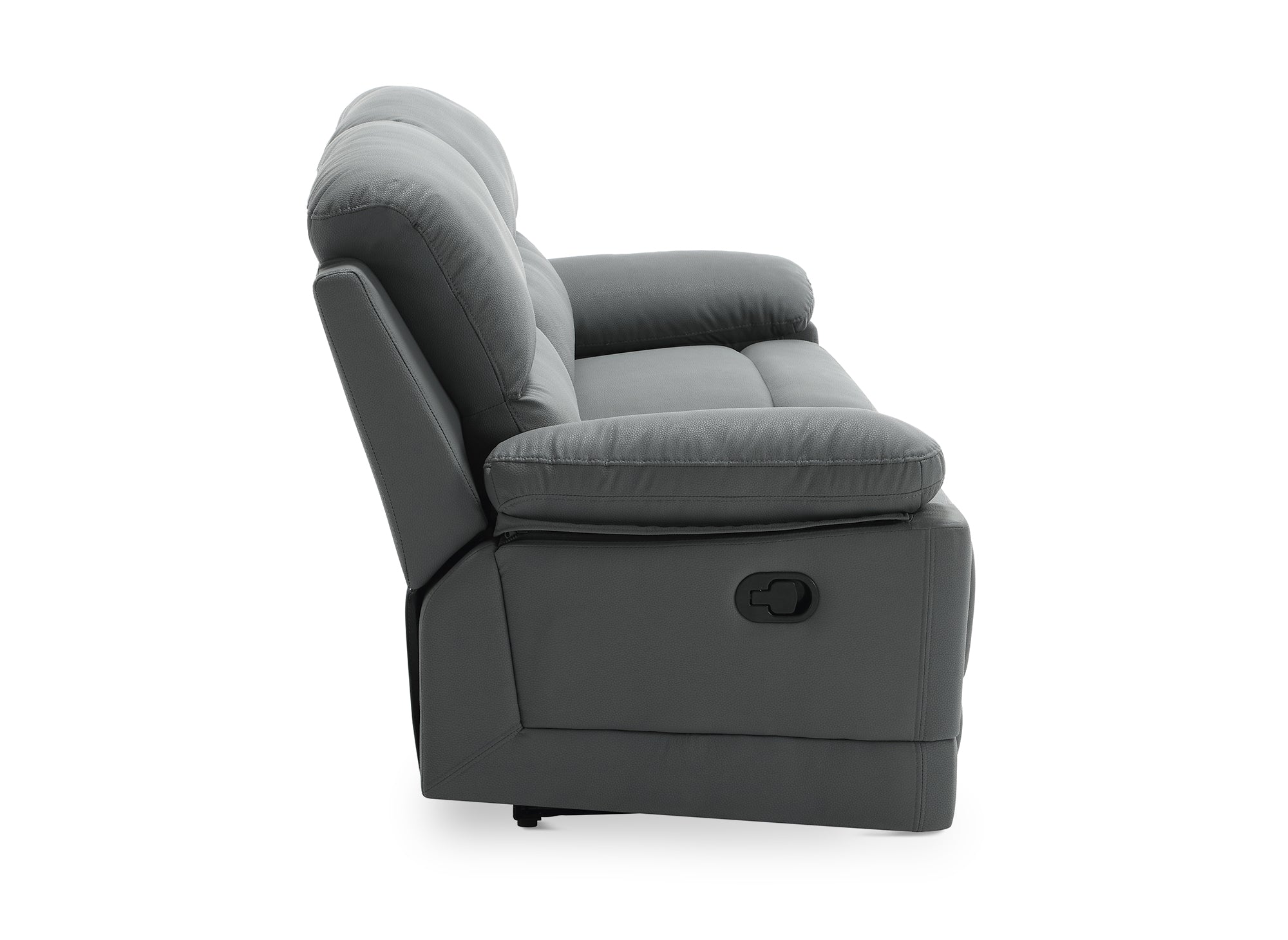 Sofá reclinable manual de 3 plazas DANY en piel sintética gris oscuro