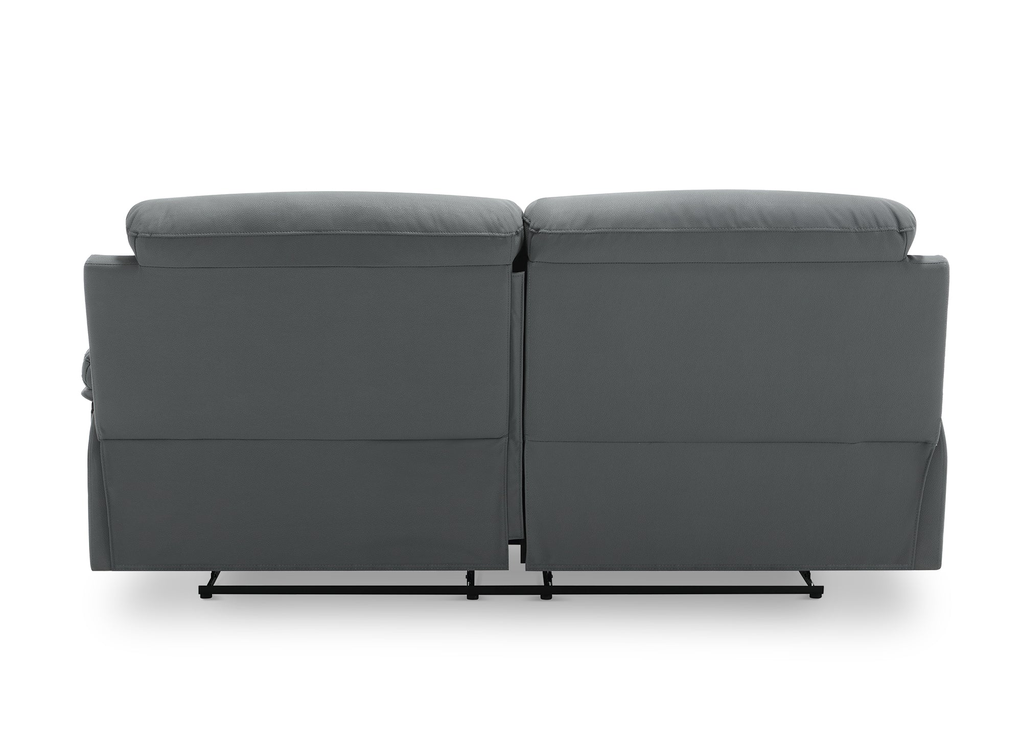 Sofá reclinable manual de 3 plazas DANY en piel sintética gris oscuro