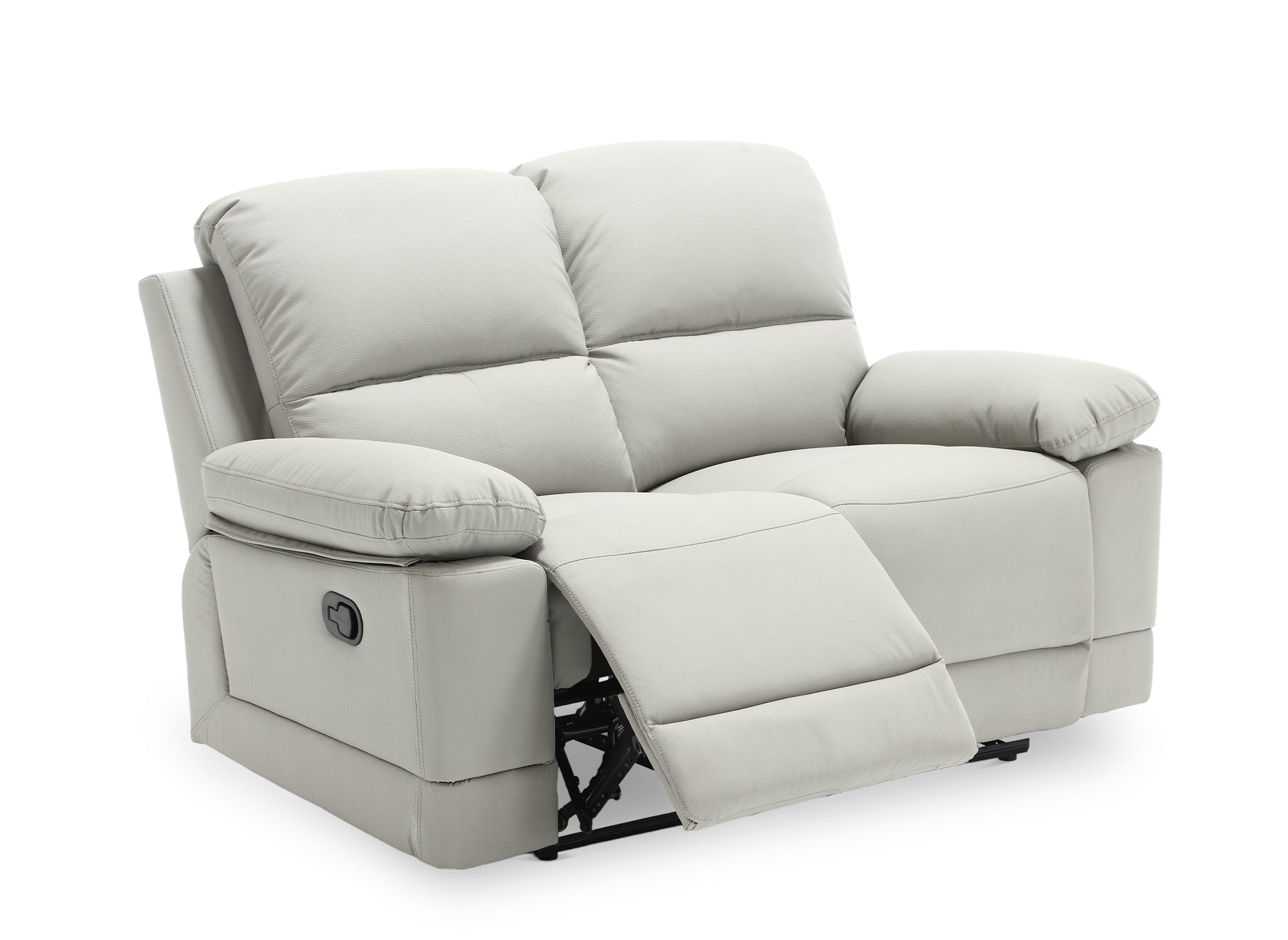 Sofá cama manual de 2 plazas DANY en piel sintética gris claro