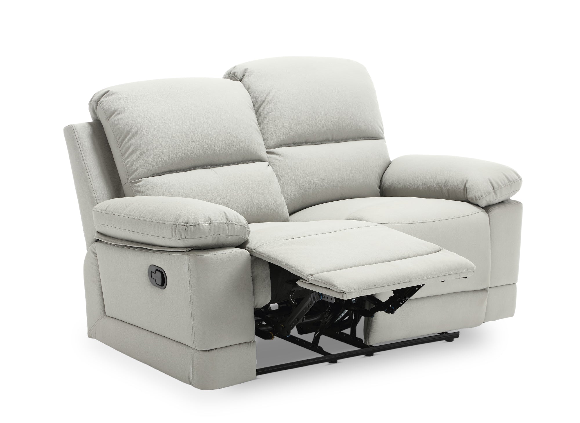 Sofá cama manual de 2 plazas DANY en piel sintética gris claro