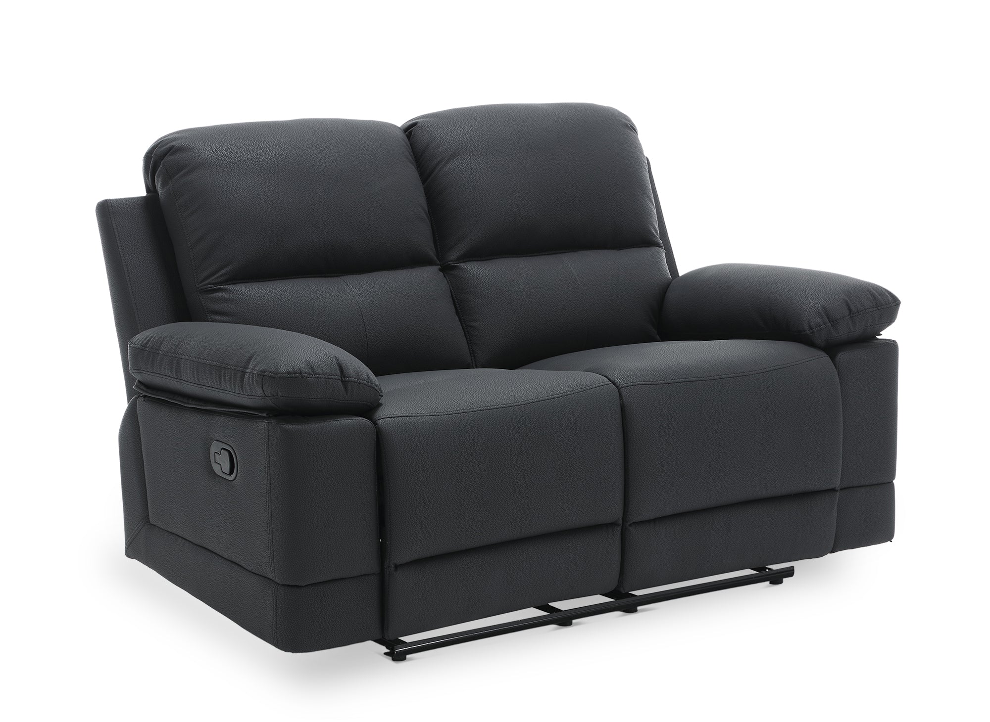Sofá reclinable manual de 2 plazas DANY en piel sintética negra