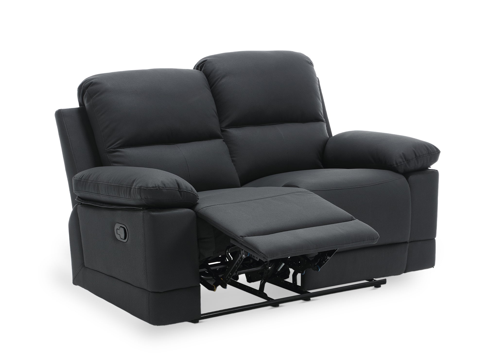 Sofá reclinable manual de 2 plazas DANY en piel sintética negra