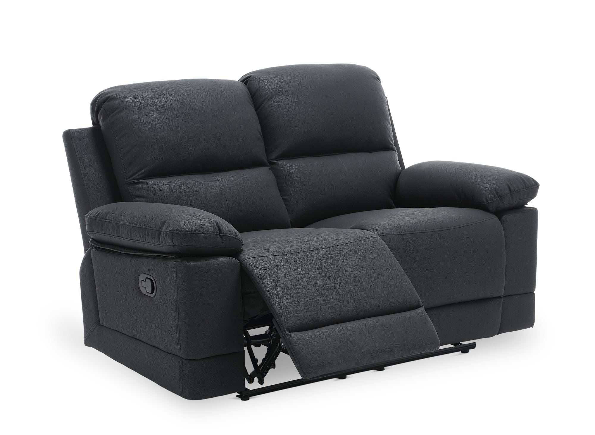 Sofá reclinable manual de 2 plazas DANY en piel sintética negra