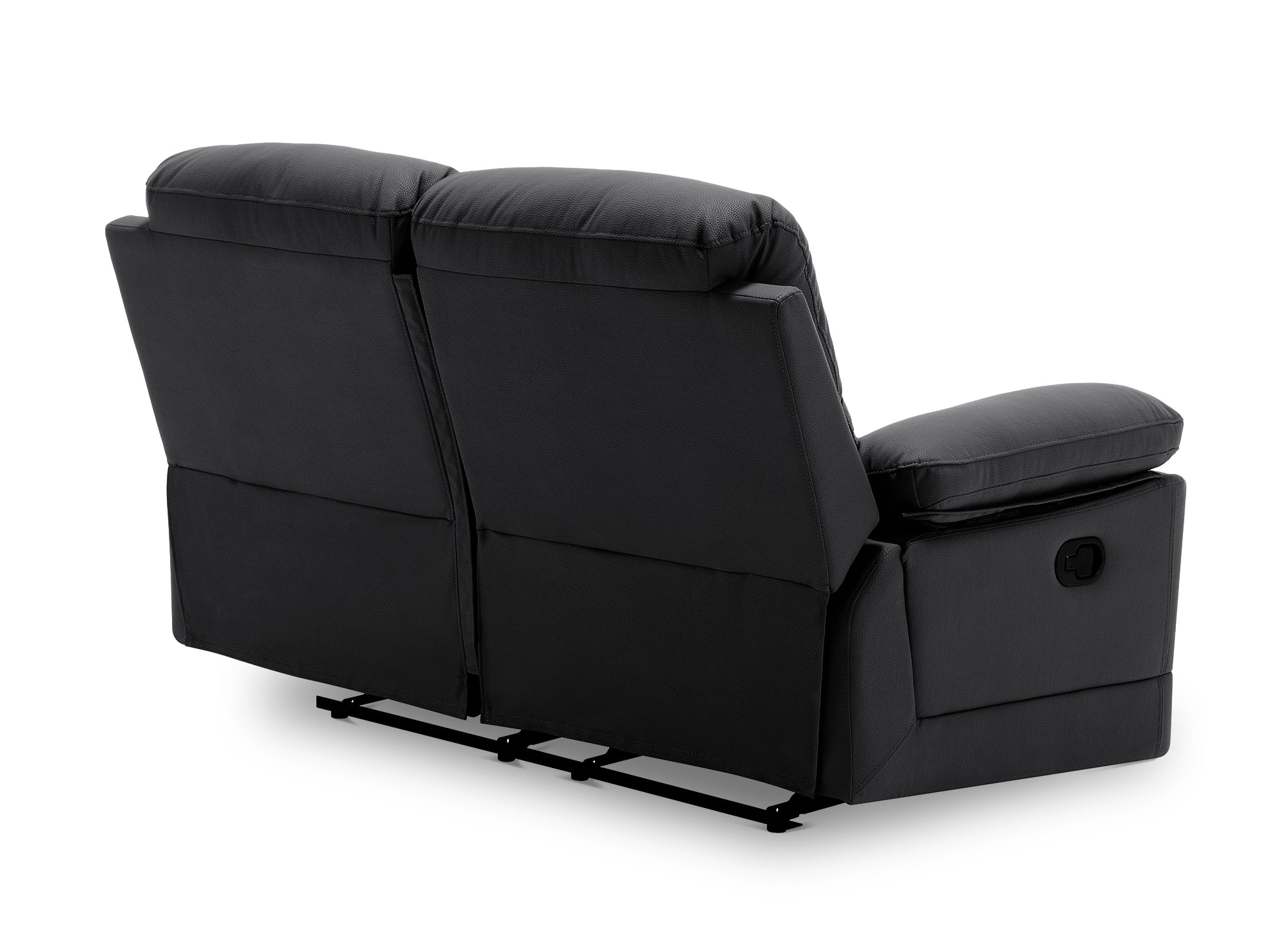 Sofá reclinable manual de 2 plazas DANY en piel sintética negra