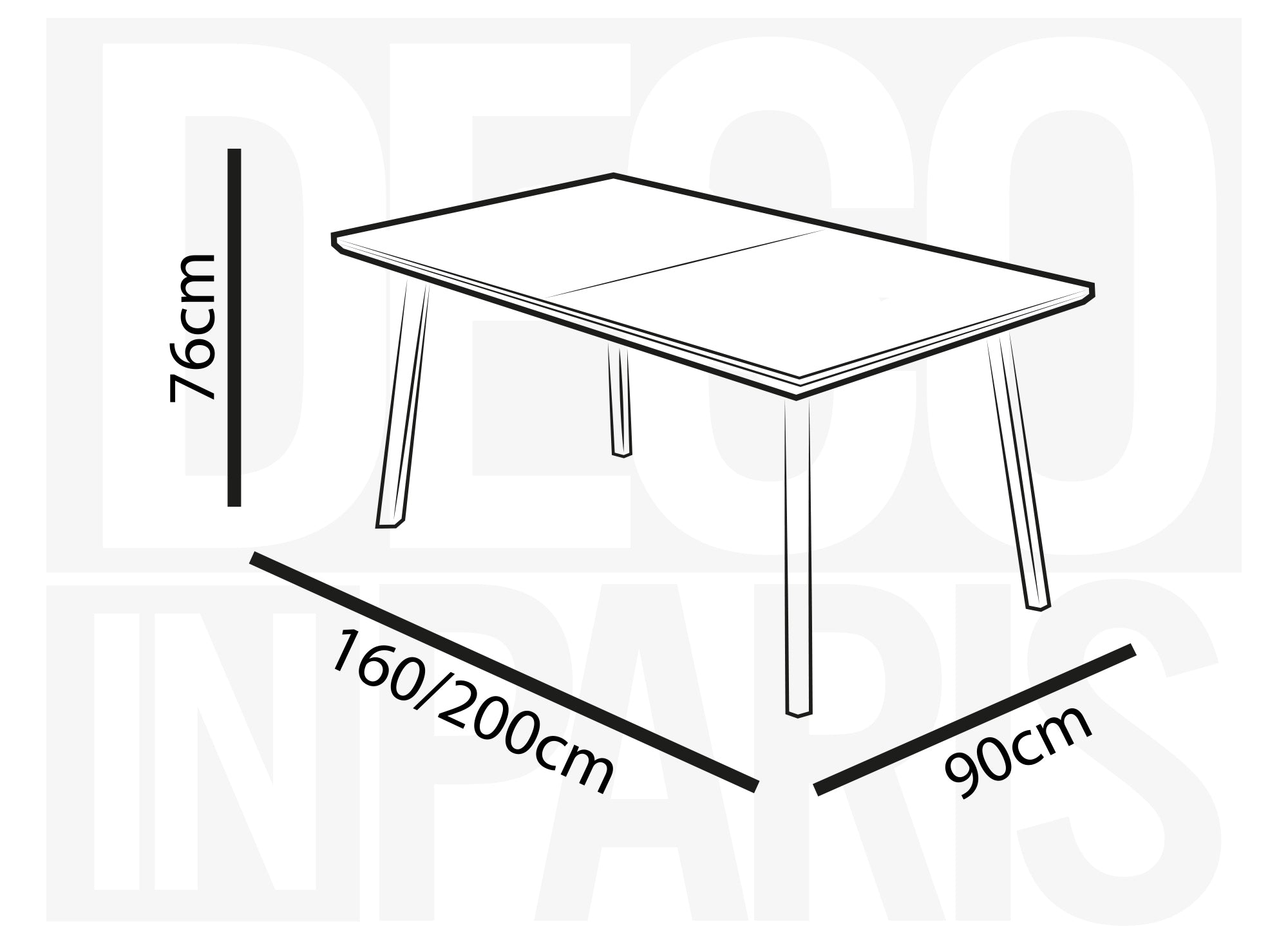 Mesa de comedor rectangular extensible ELEA con patas de metal blanco