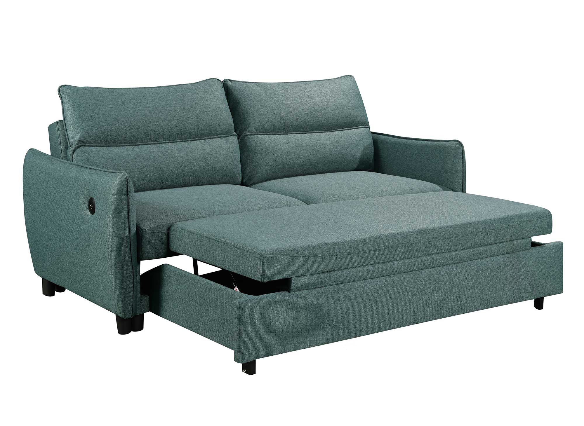 Sofá cama ZADIG de 3 plazas en tela verde