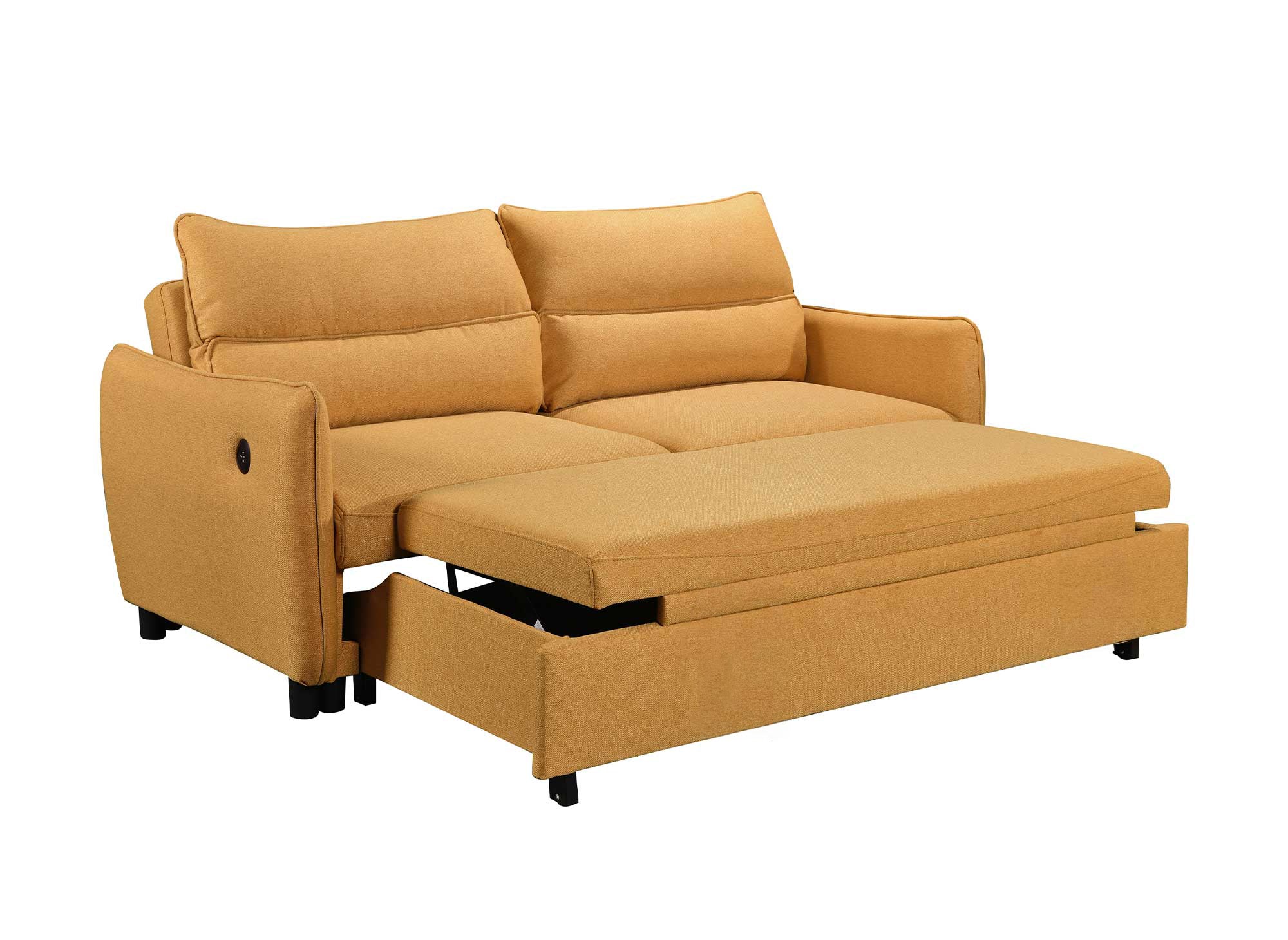 Sofá cama ZADIG de 3 plazas en tela amarilla