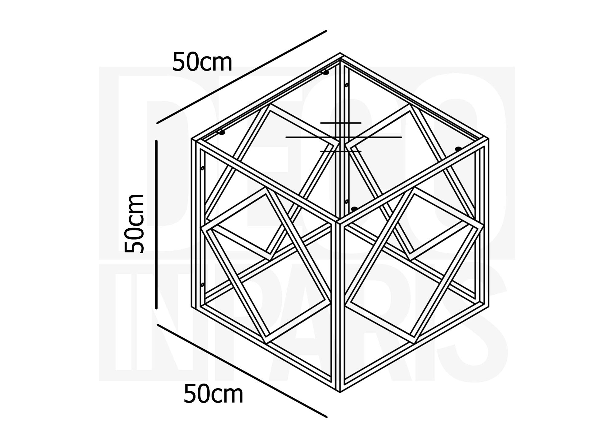 Mesa de centro cuadrada de diseño ELIO en vidrio y metal