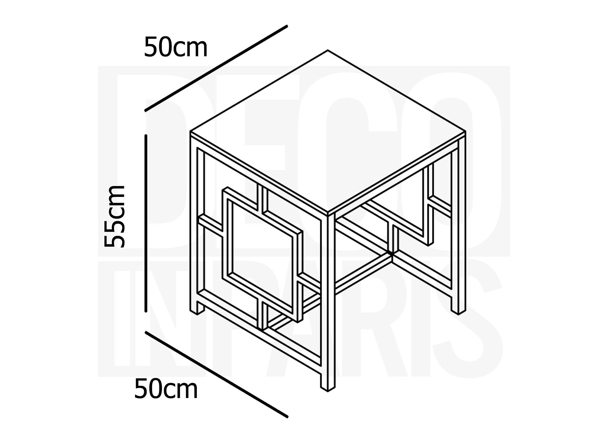 Mesa de centro cuadrada de diseño PABLO en cristal negro y metal dorado