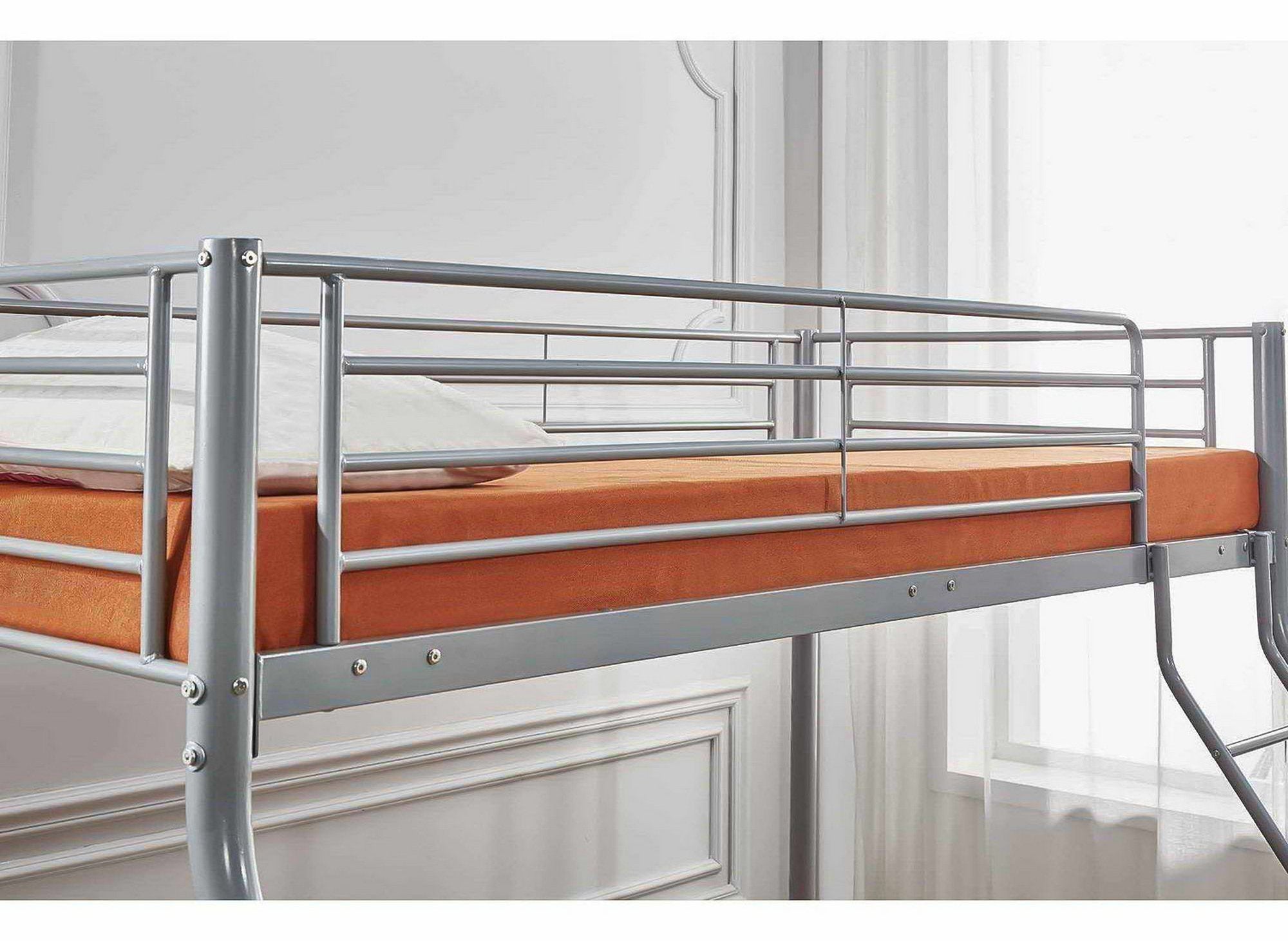 Litera TRINITY de 3 plazas en metal gris, 90 x 190 cm y 140 x 190 cm