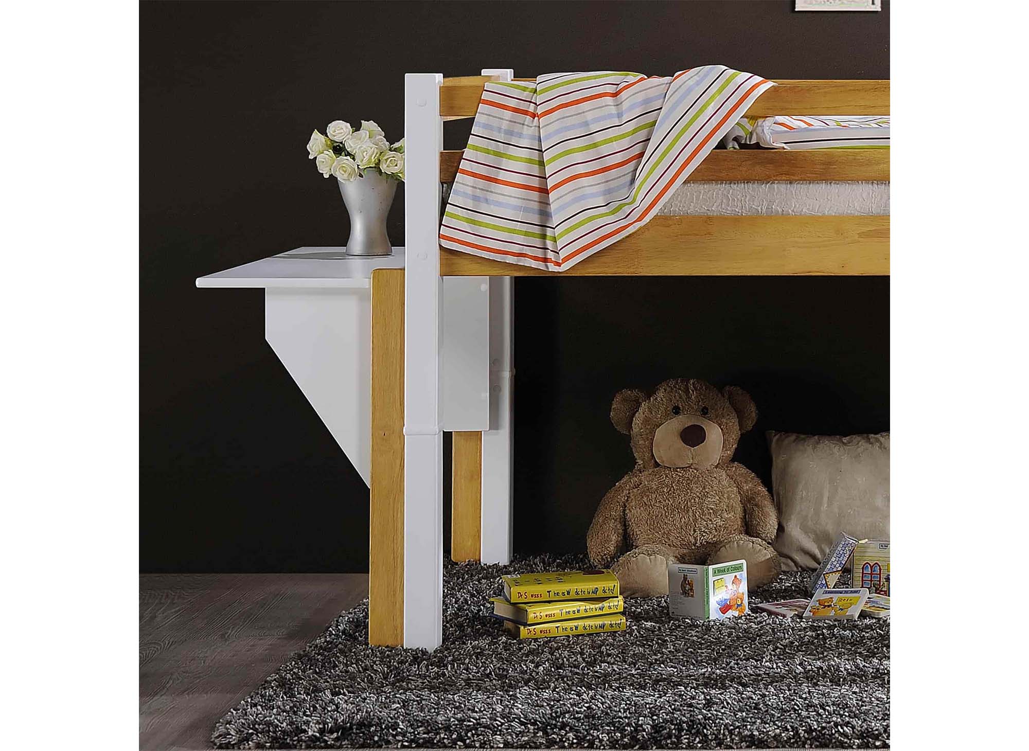 Cama alta tipo altillo ARMAND de 90 x 190 cm en madera y blanco