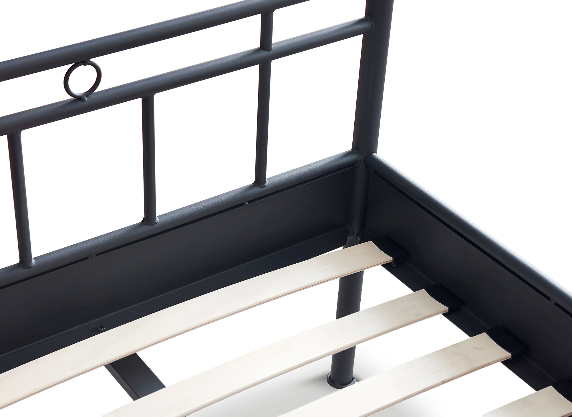 Cama individual KADY de metal negro, 90 x 190 cm