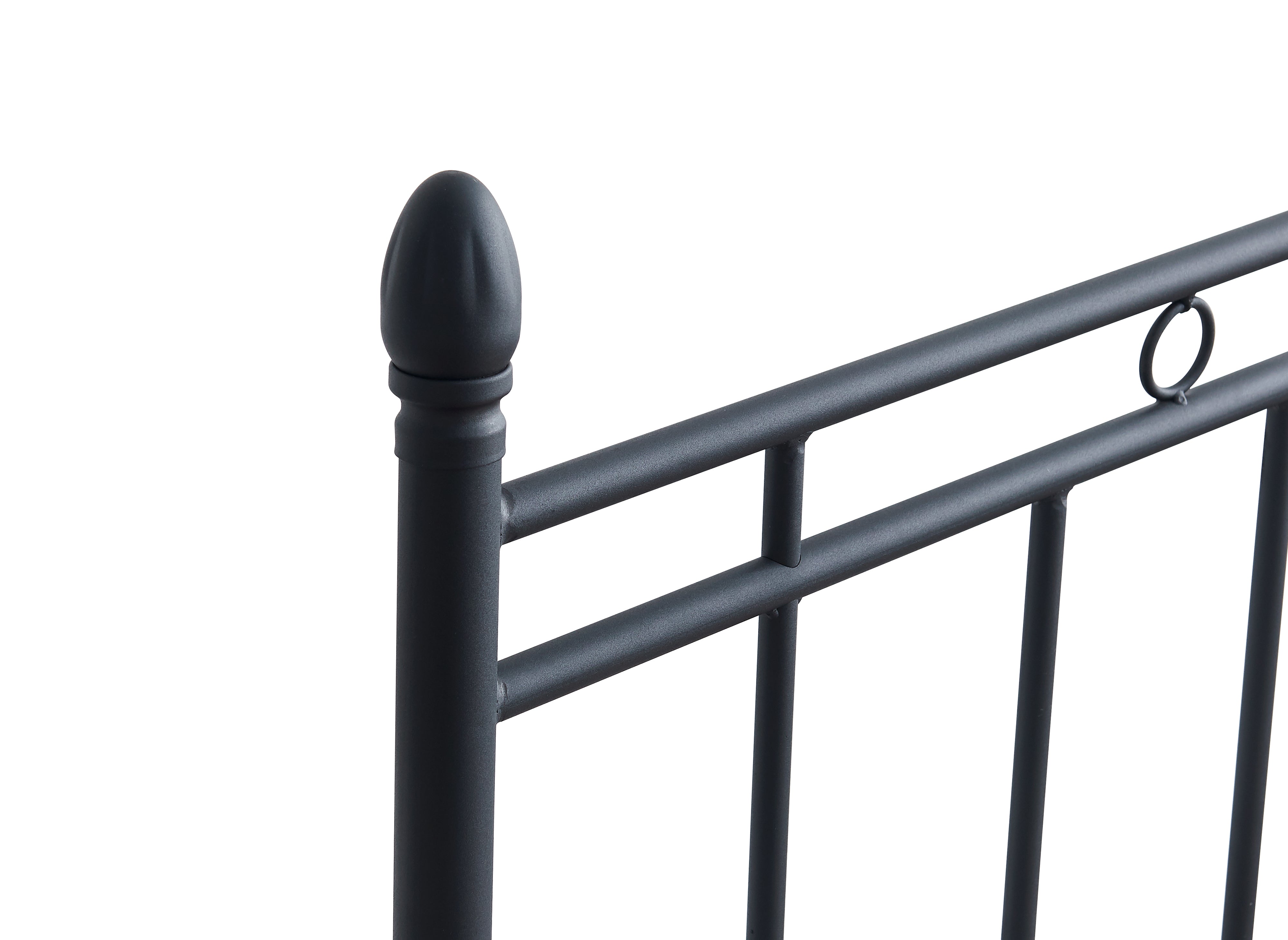 Cama individual KADY de metal negro, 90 x 190 cm