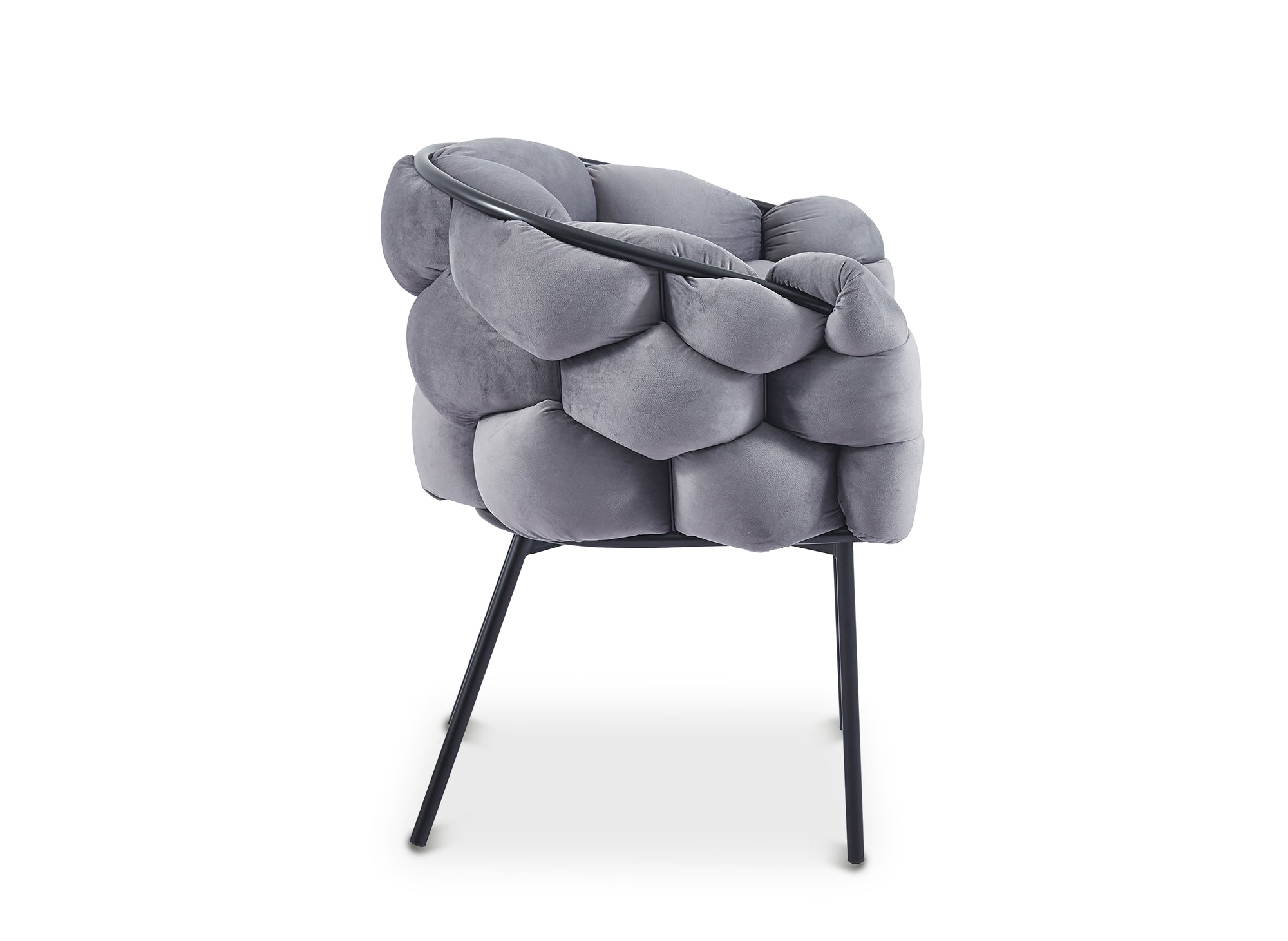 Juego de 2 sillas CHARLOTTE en terciopelo gris con patas de metal negro