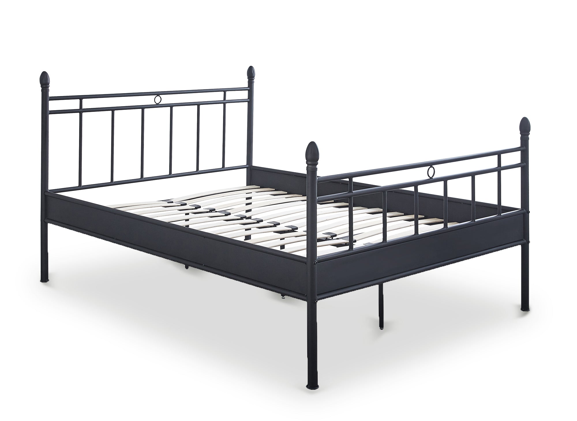 Cama doble KADY de metal negro, 140 x 190 cm