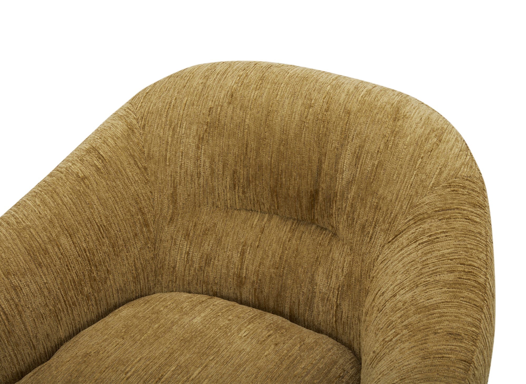 Sillón giratorio ALEZIO en terciopelo jaspeado amarillo mostaza