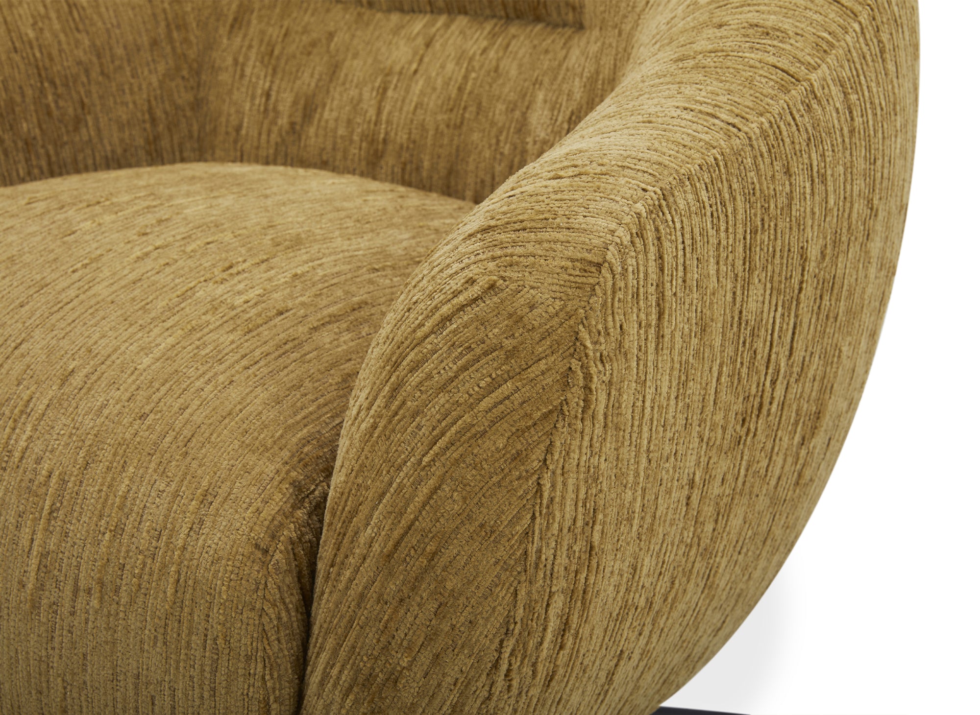 Sillón giratorio ALEZIO en terciopelo jaspeado amarillo mostaza