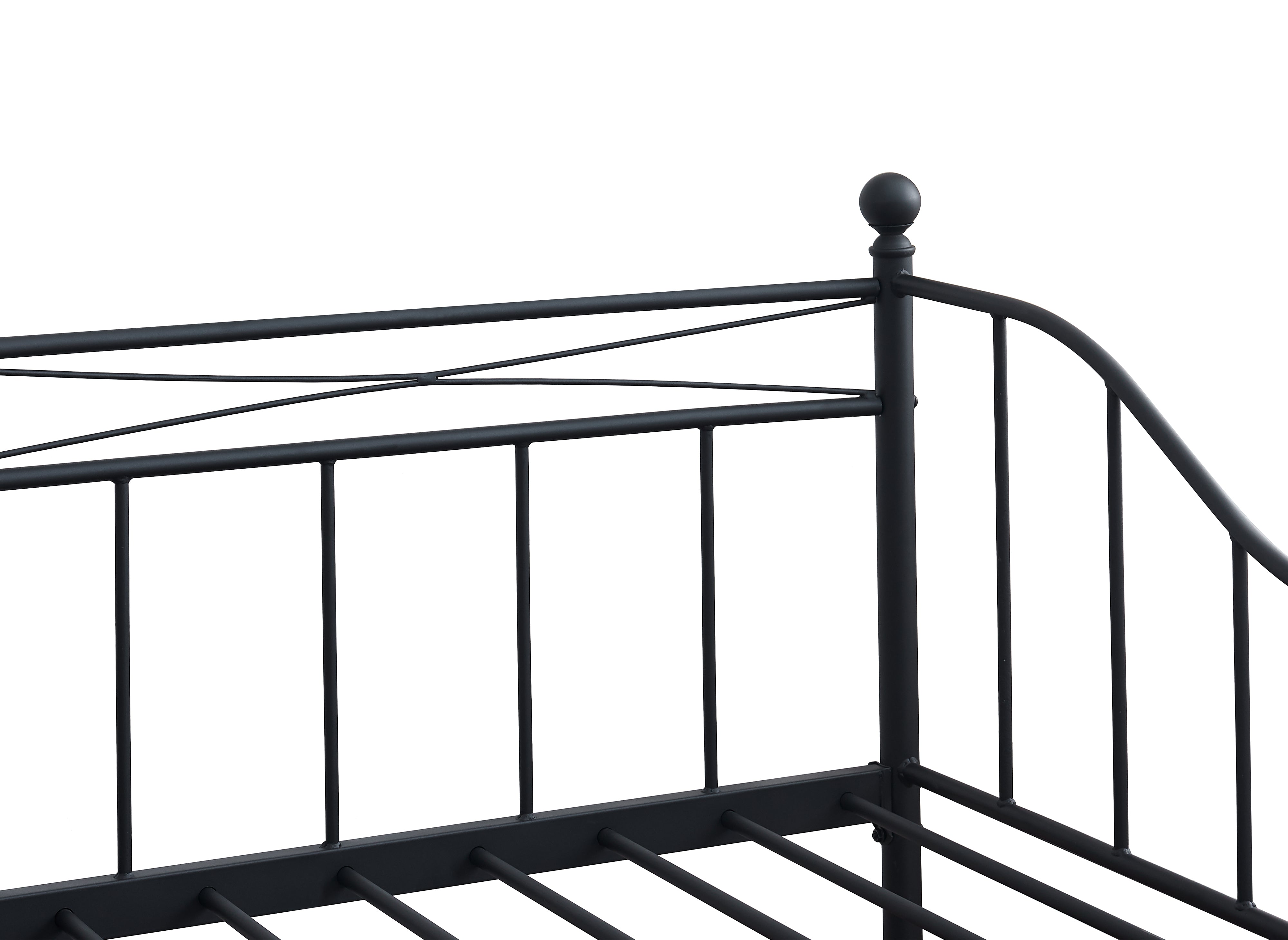 Sofá cama ALICIA de metal negro con cama extraíble, 90 x 190 cm