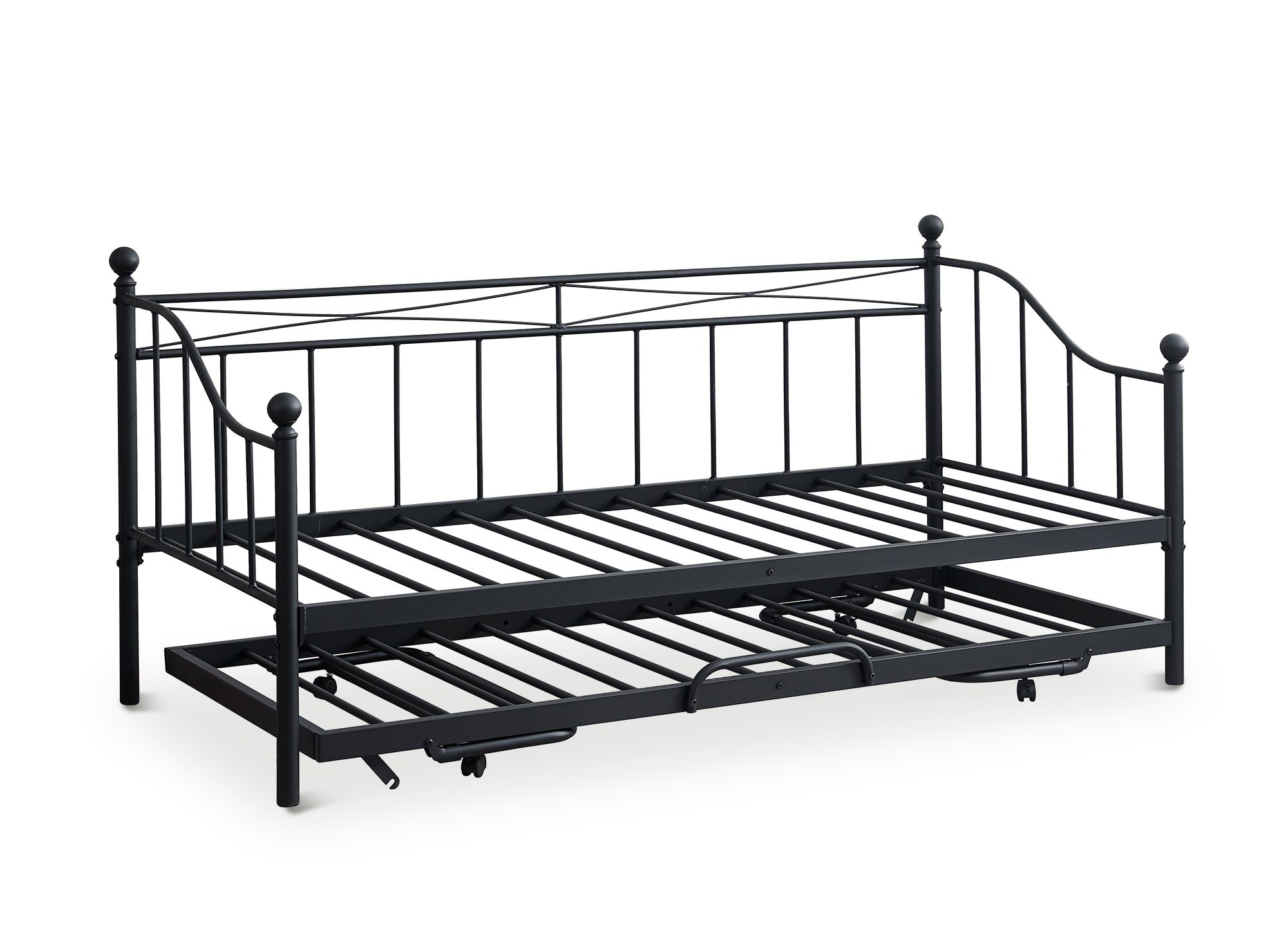 Sofá cama ALICIA de metal negro con cama extraíble, 90 x 190 cm