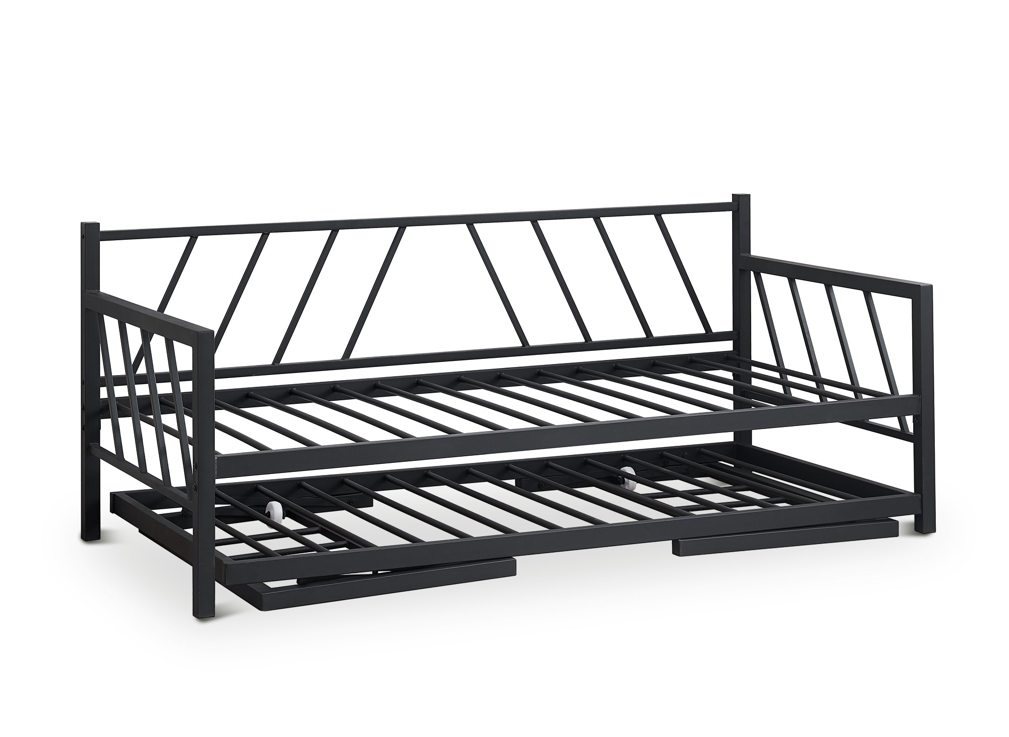 Sofá cama TORRY de metal negro con cama nido extraíble, 90 x 190 cm