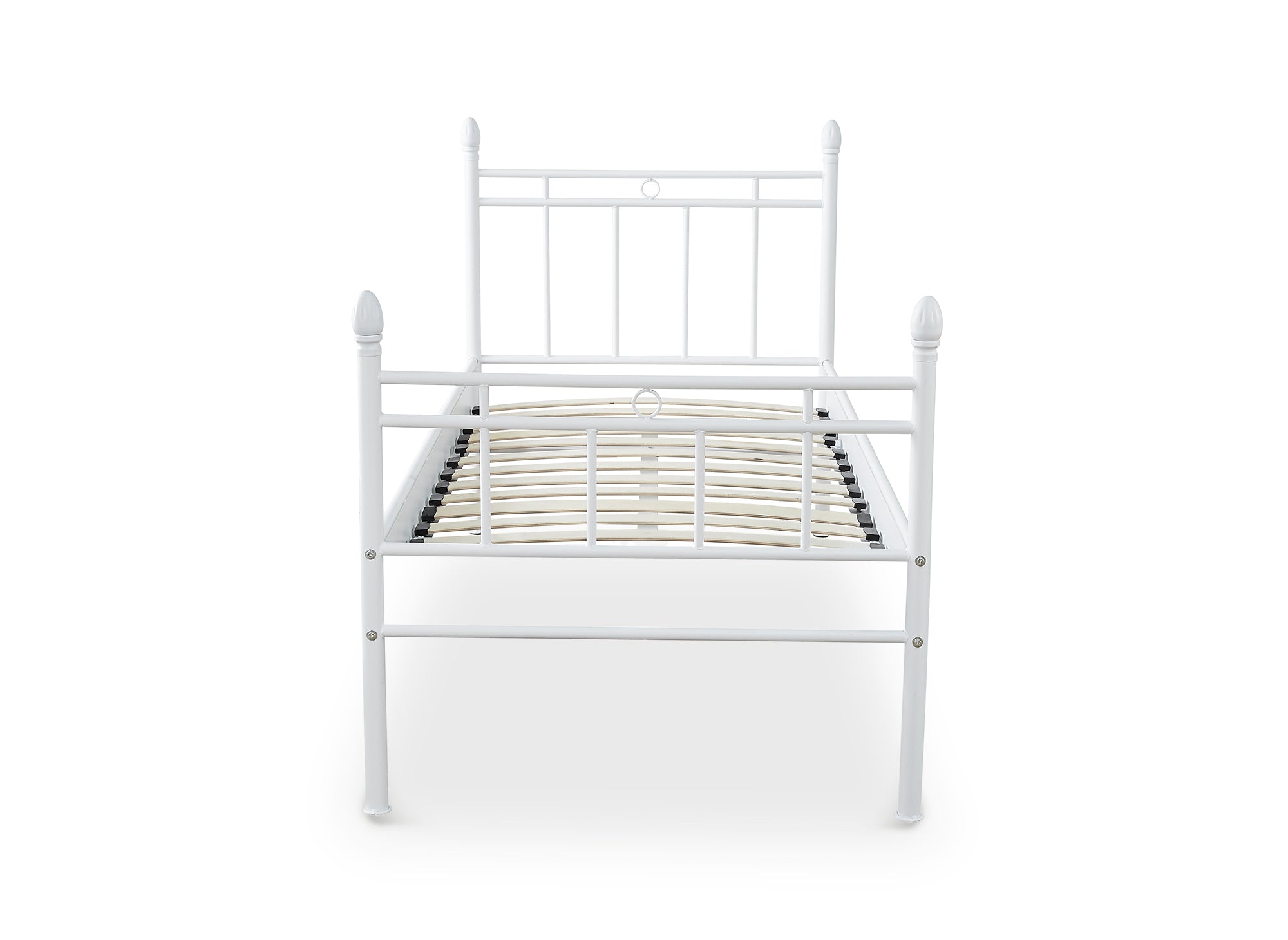 Cama individual KADY de metal blanco, 90 x 190 cm