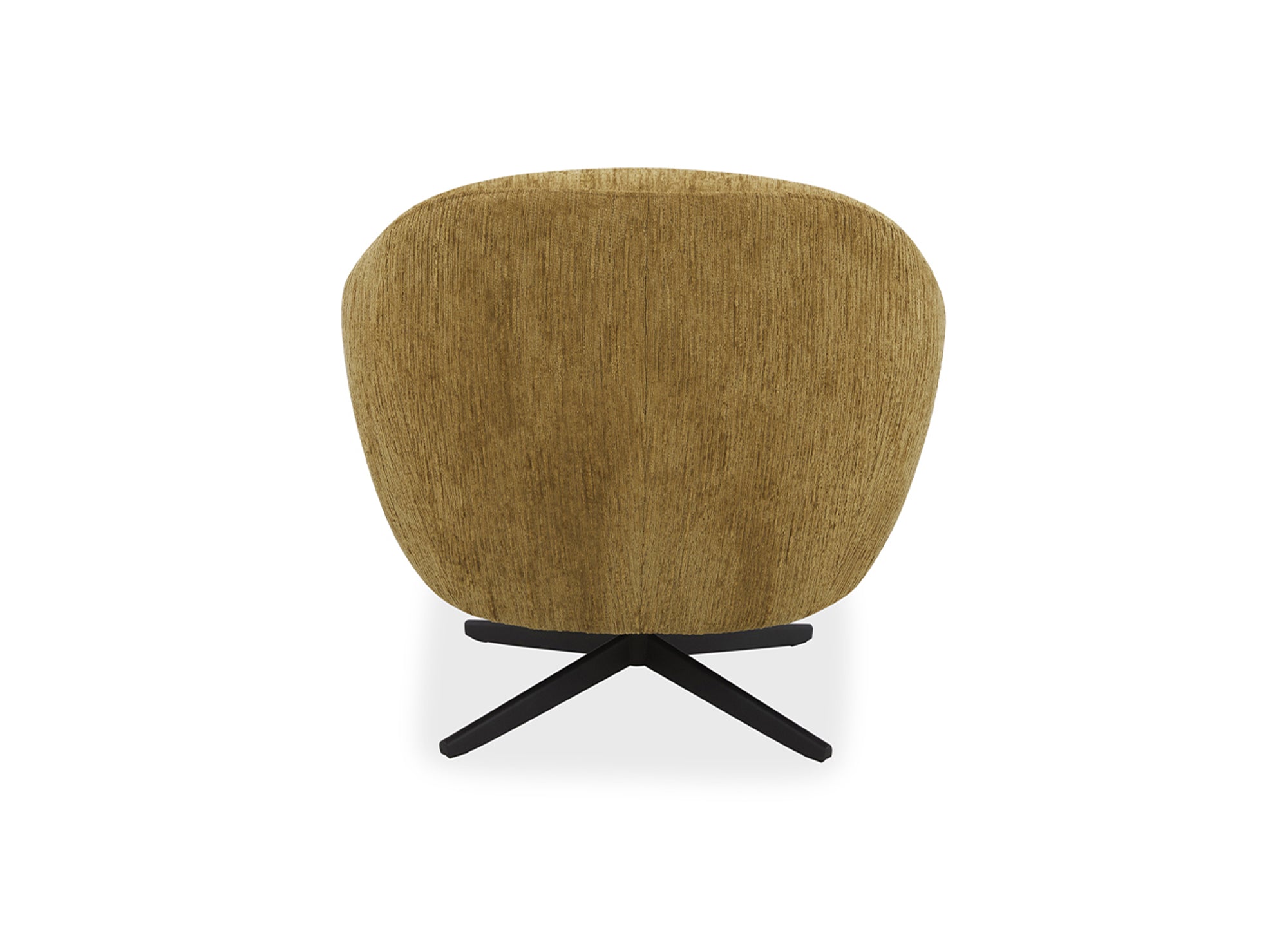 Sillón giratorio ALEZIO en terciopelo jaspeado amarillo mostaza