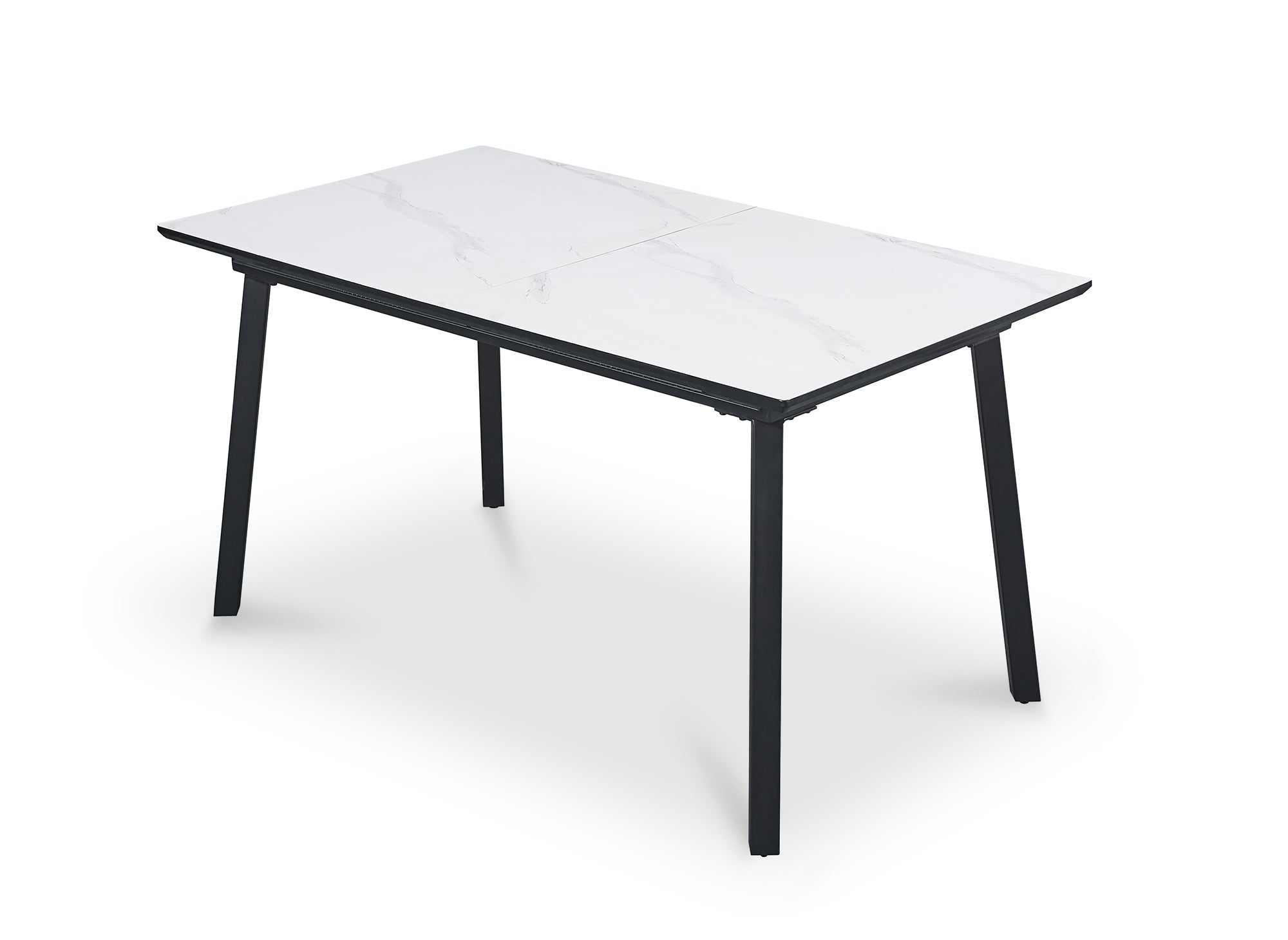 Mesa de comedor rectangular extensible ELEA con patas de metal blanco