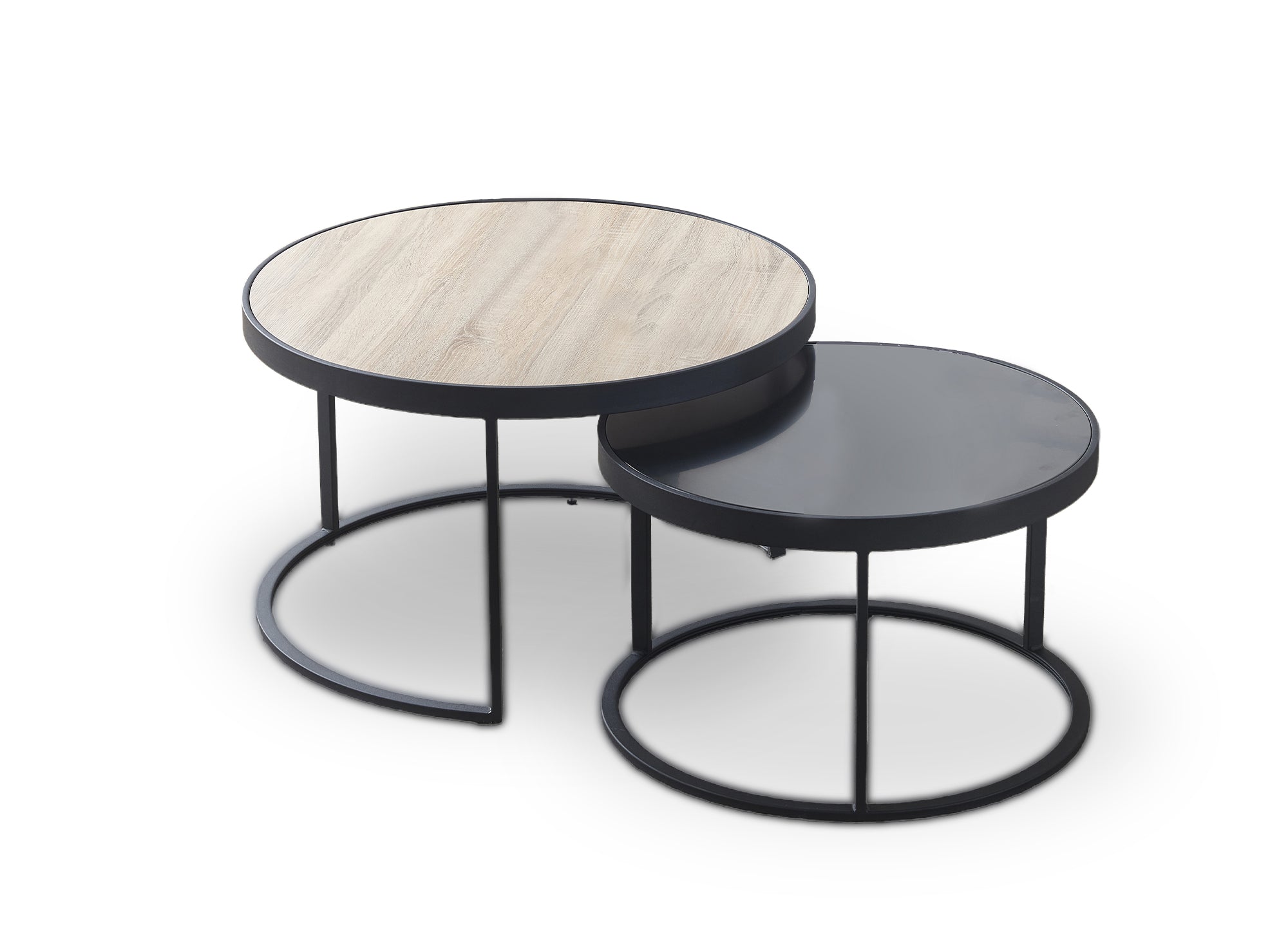 Juego de 2 mesas de centro redondas apilables AMERIO