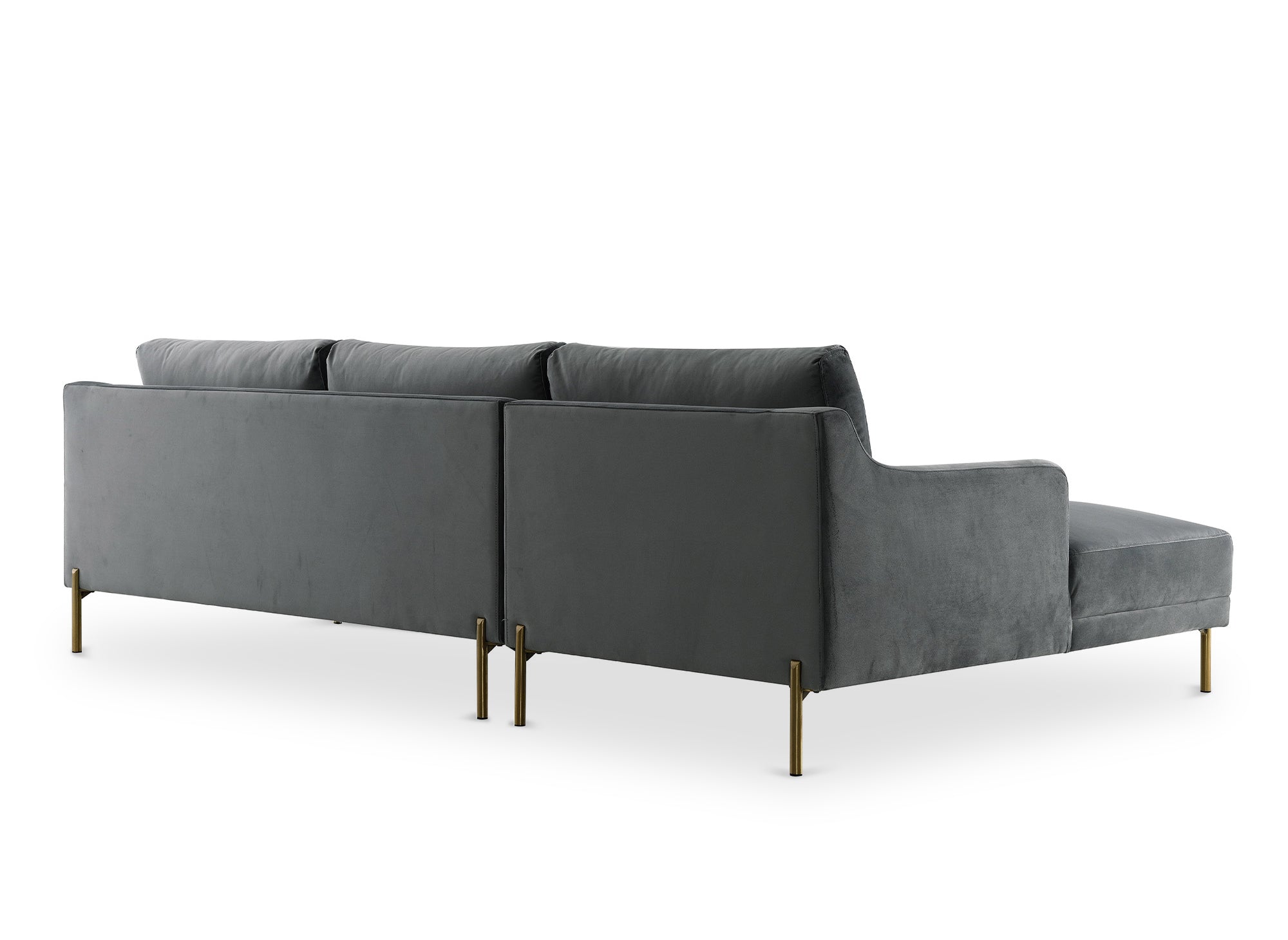 Sofá esquinero CELINE de terciopelo gris con chaise longue - Esquina izquierda