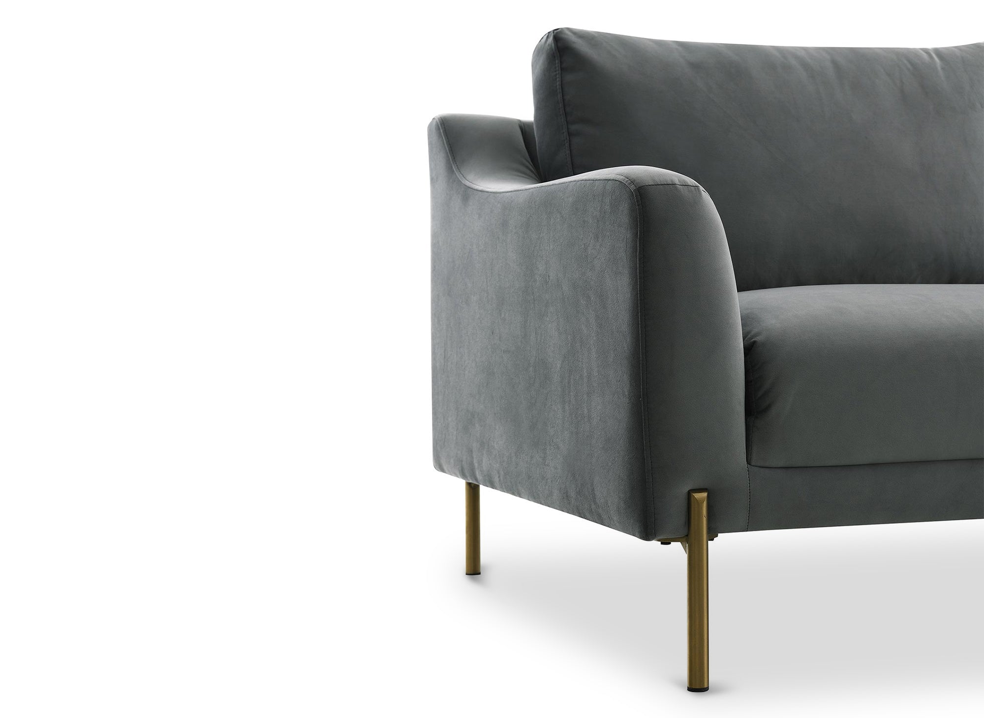 Sofá esquinero CELINE de terciopelo gris con chaise longue - Esquina izquierda