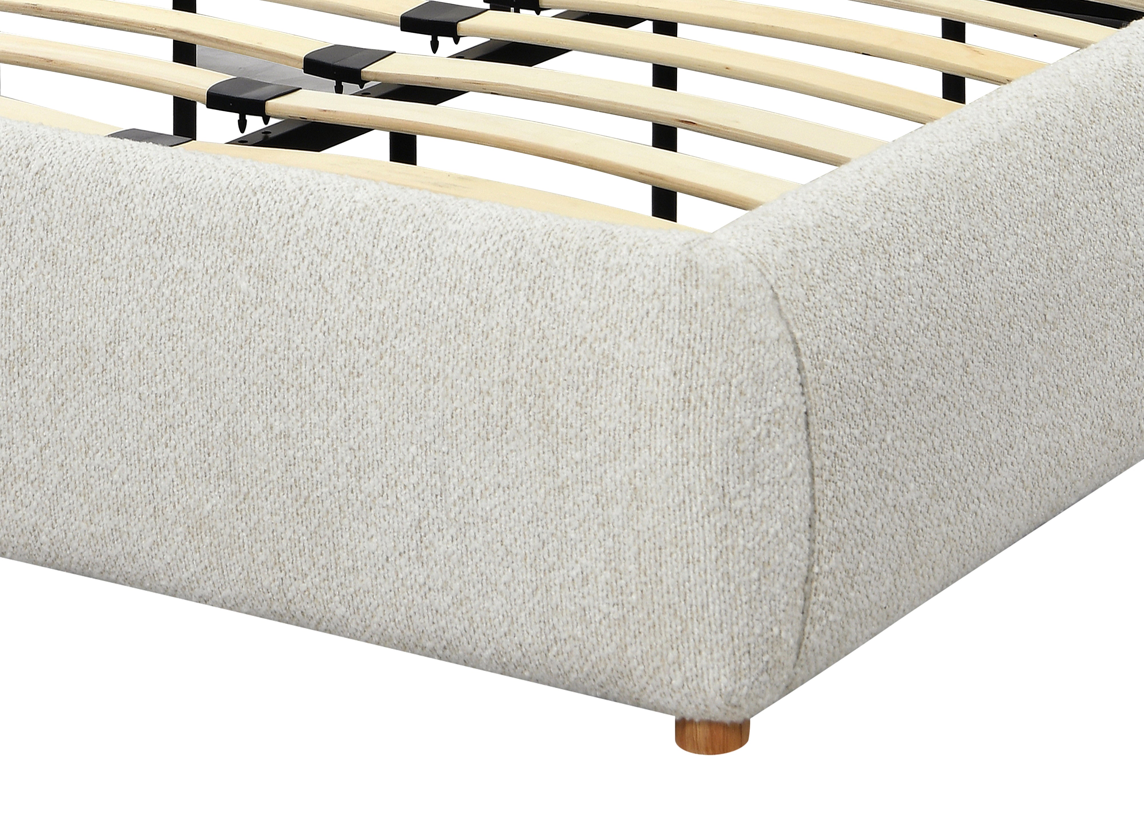 Cama doble PAMELA de 160 x 200 cm, efecto piel de oveja blanca.