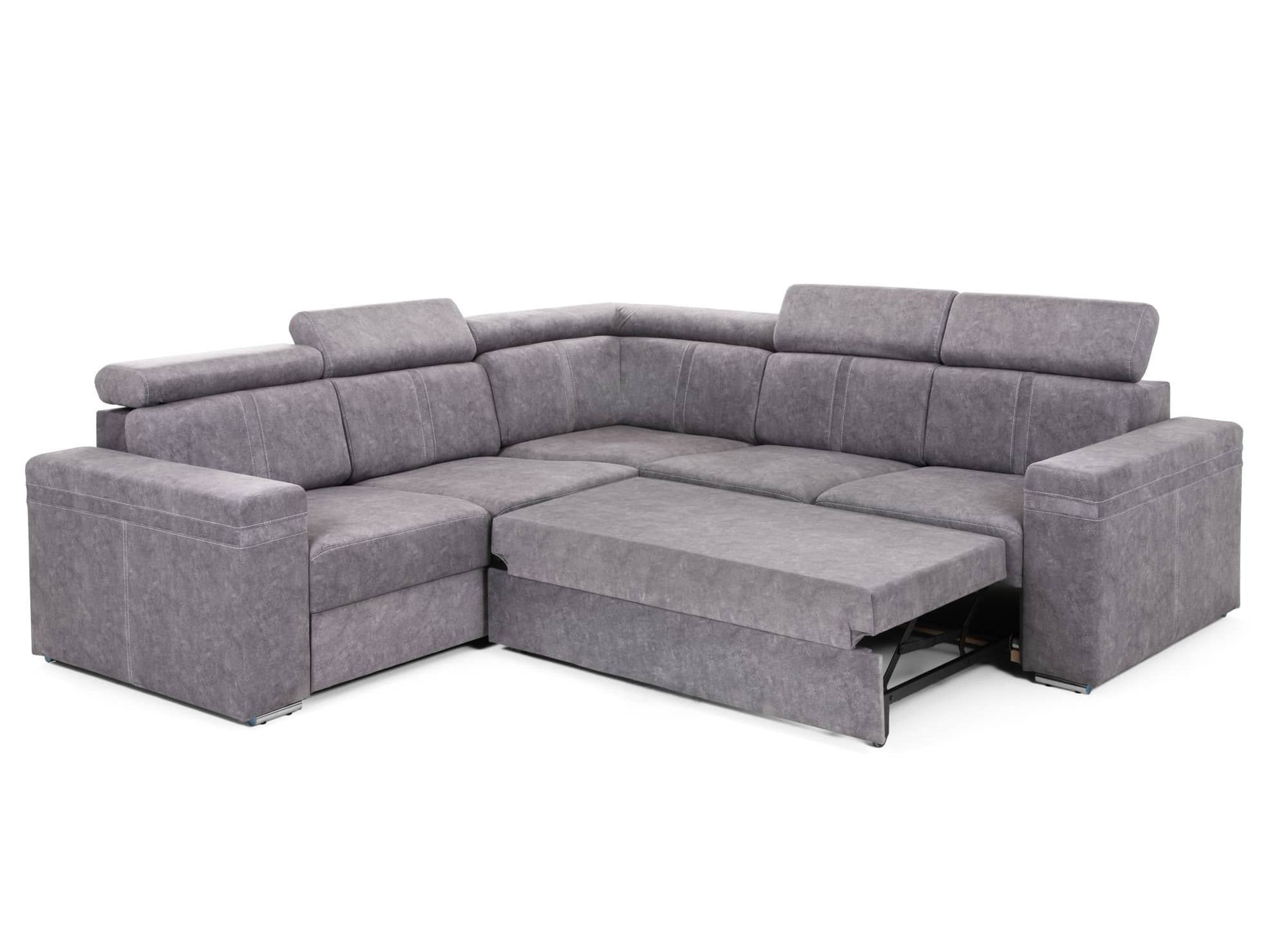 Sofá esquinero convertible y reversible MERYL en tela gris claro