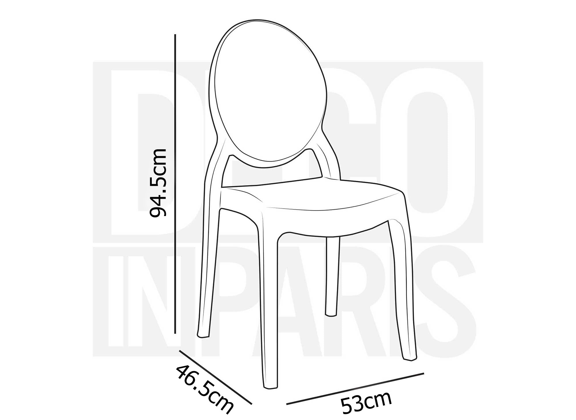 Conjunto de 4 sillas de diseño TOLGA en plexiglás transparente
