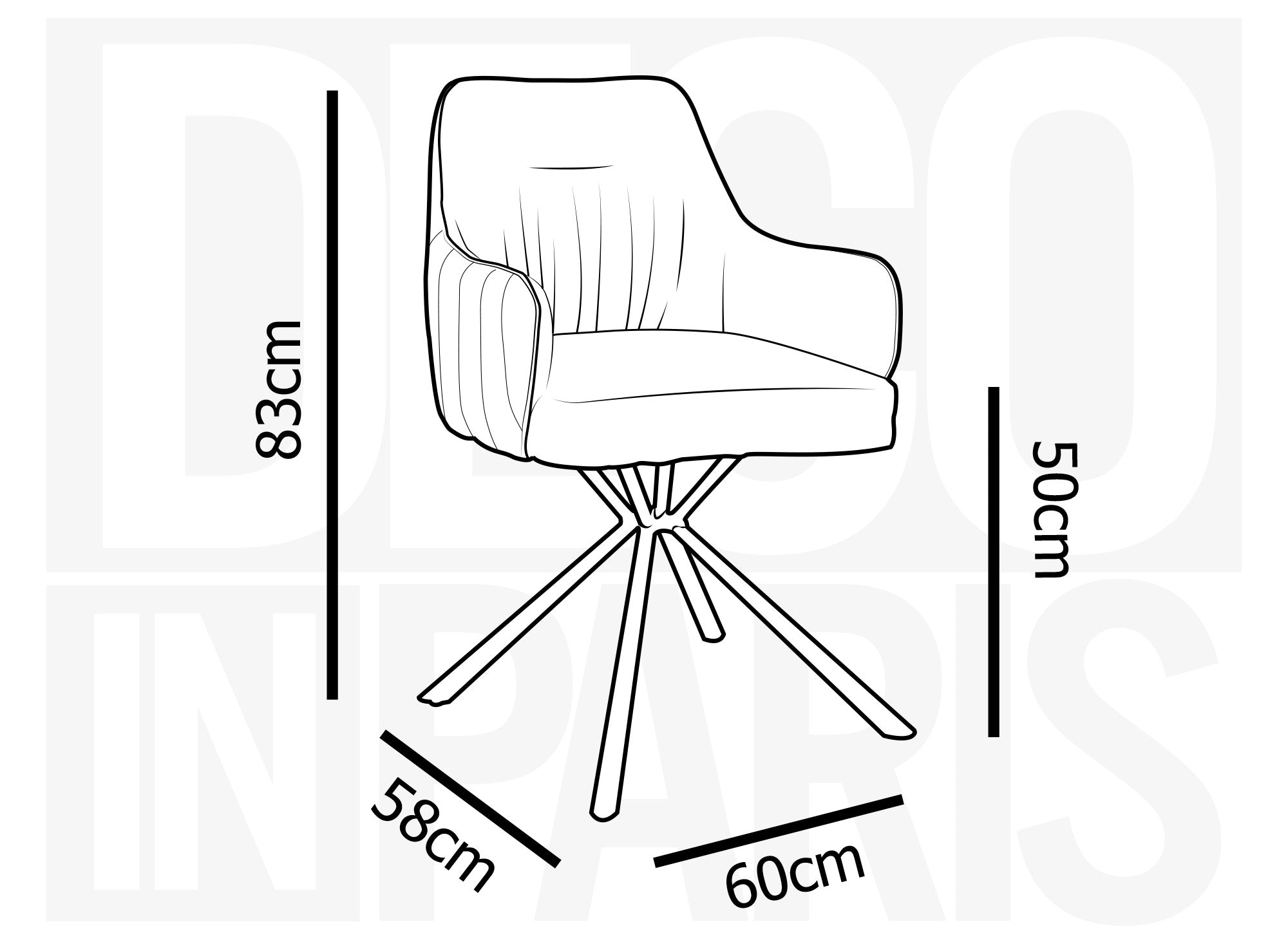 Juego de 2 sillas con reposabrazos en tela gris y piel sintética DOMY