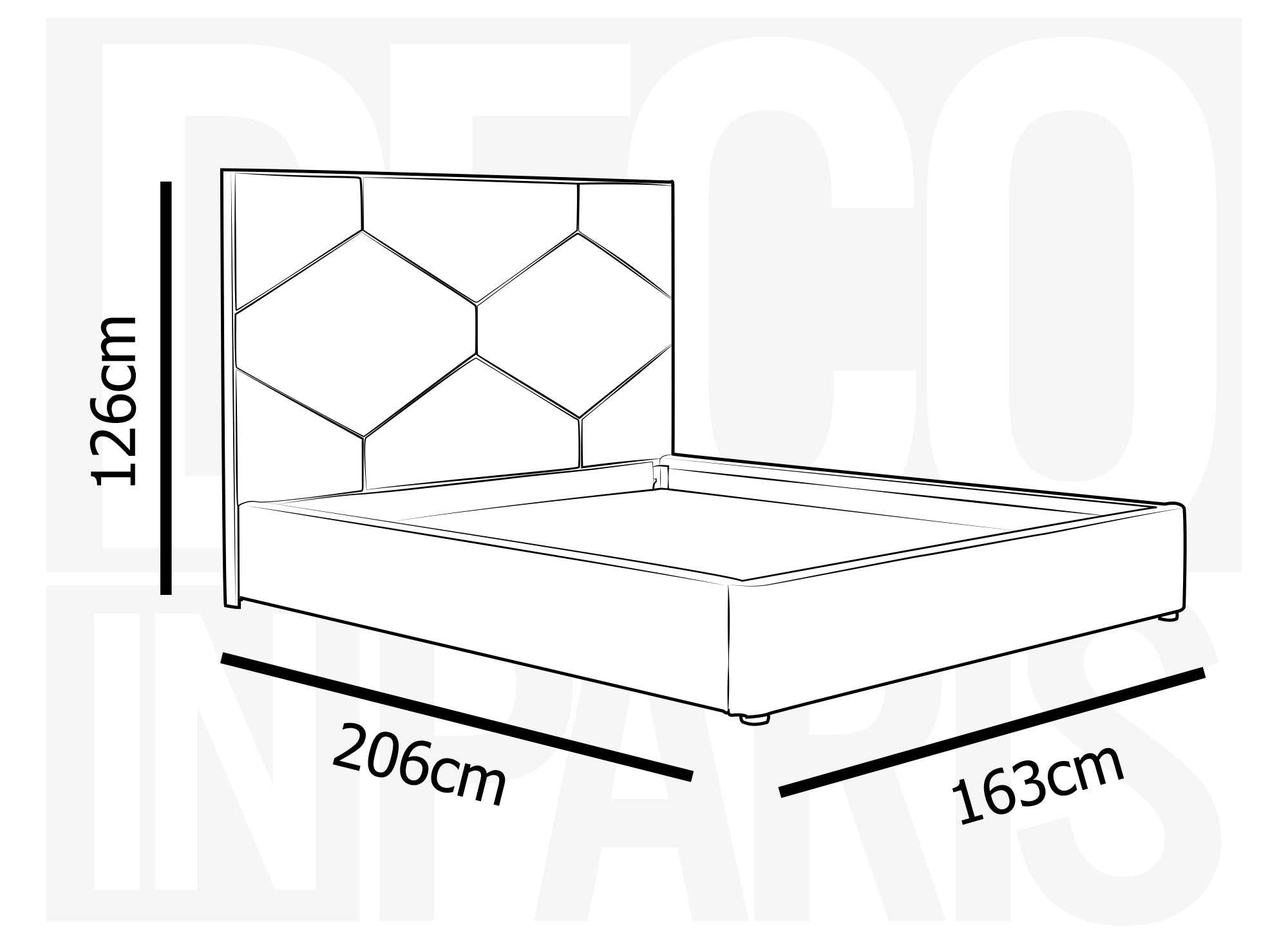 Cama LARA de 140 x 190 cm con almacenaje y cabecero de diseño en terciopelo color topo.