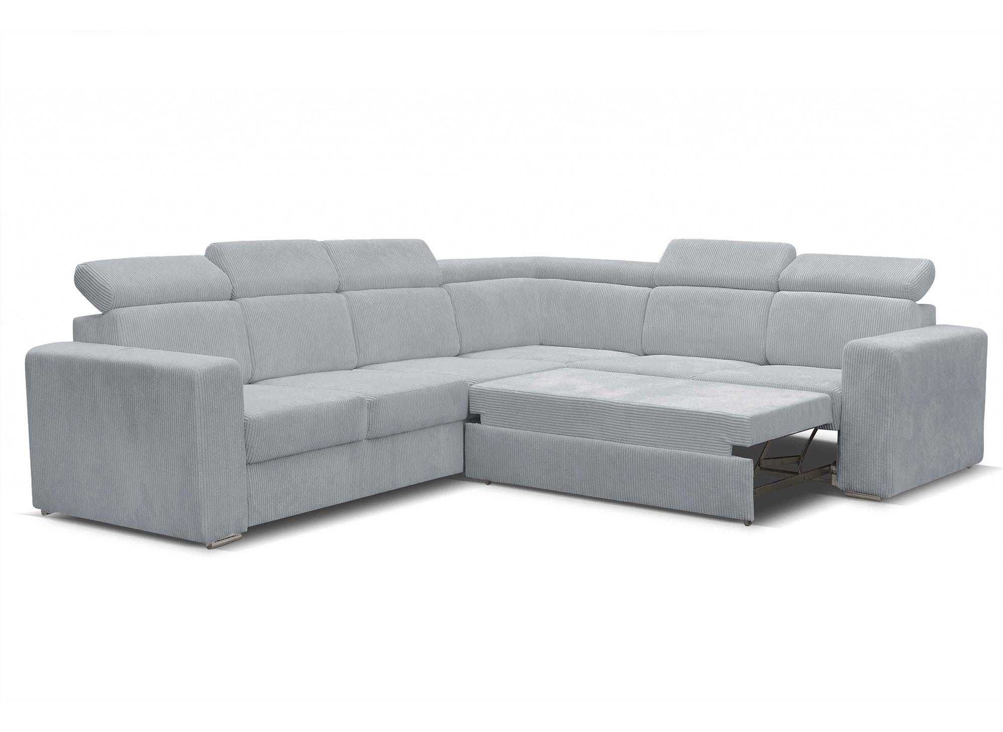 Sofá esquinero convertible y reversible MERYL XL en pana gris claro