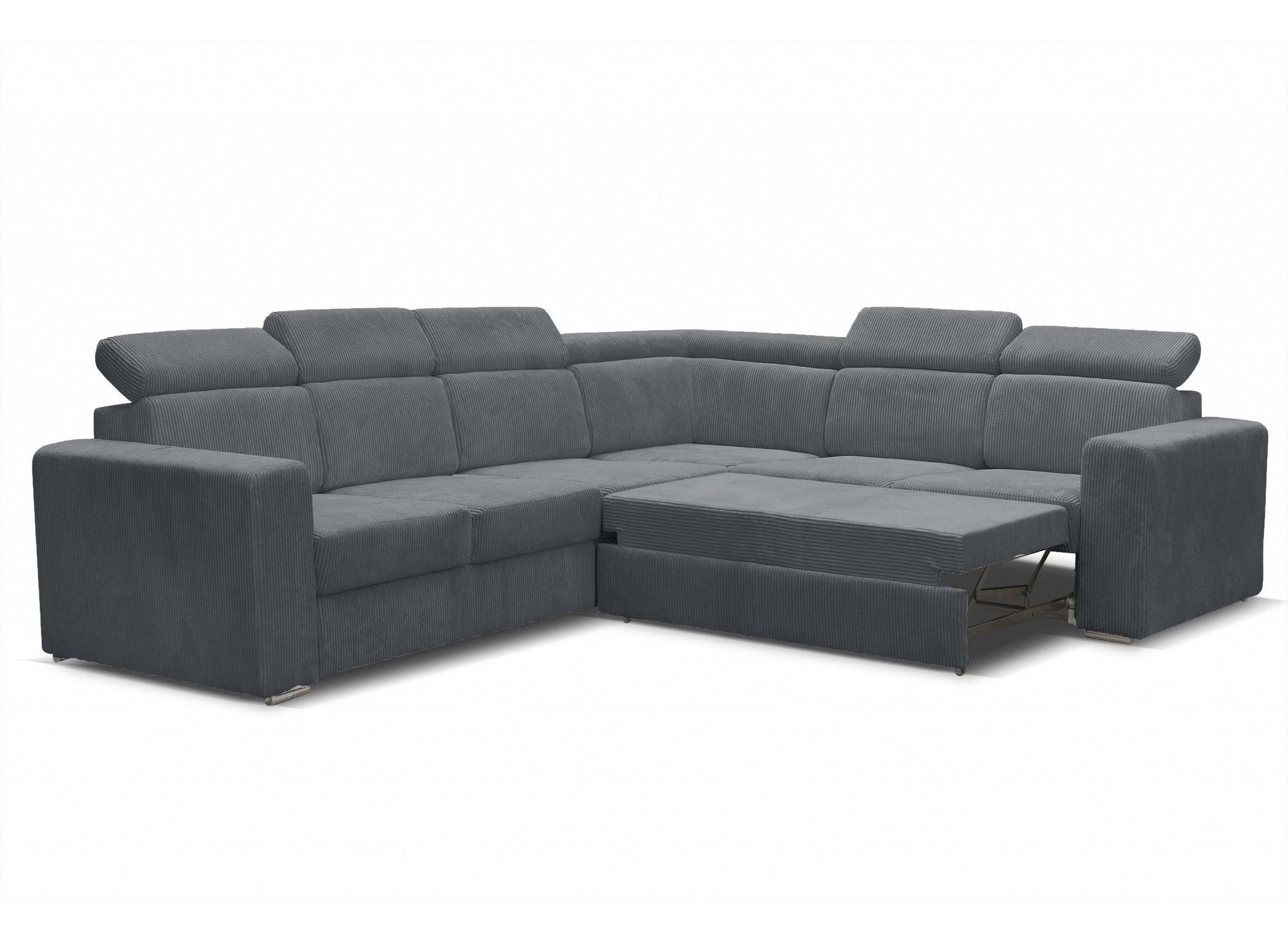 Sofá esquinero convertible y reversible MERYL XL en pana gris oscuro