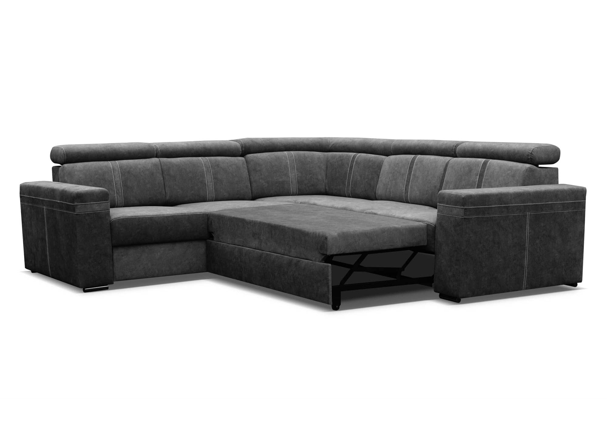 Sofá esquinero convertible y reversible MERYL en tela gris oscuro