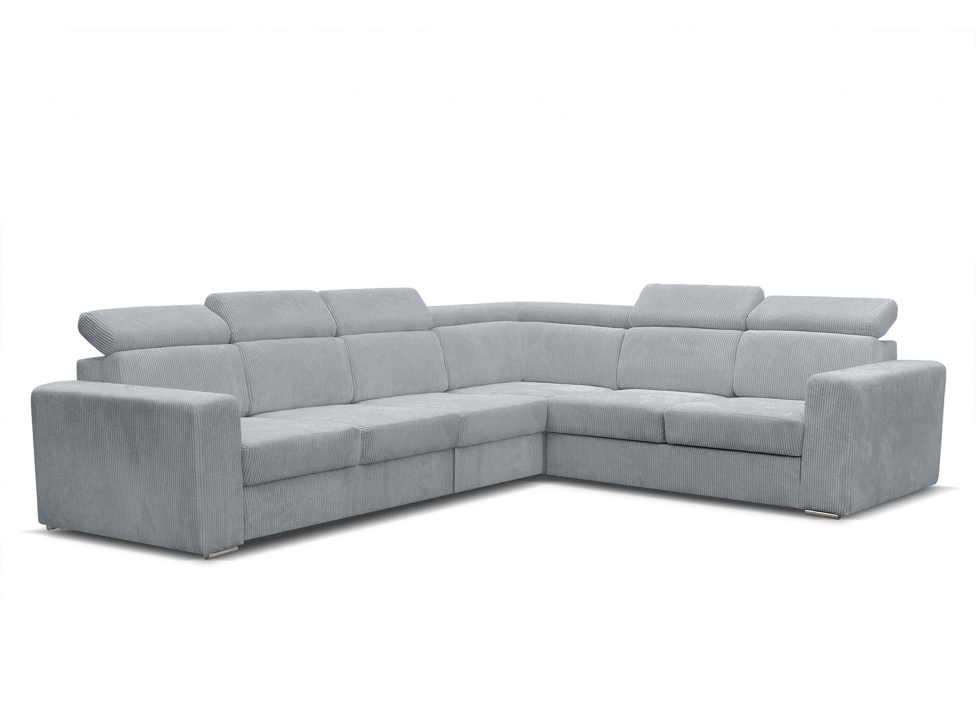 Sofá esquinero convertible y reversible MERYL XL en pana gris claro